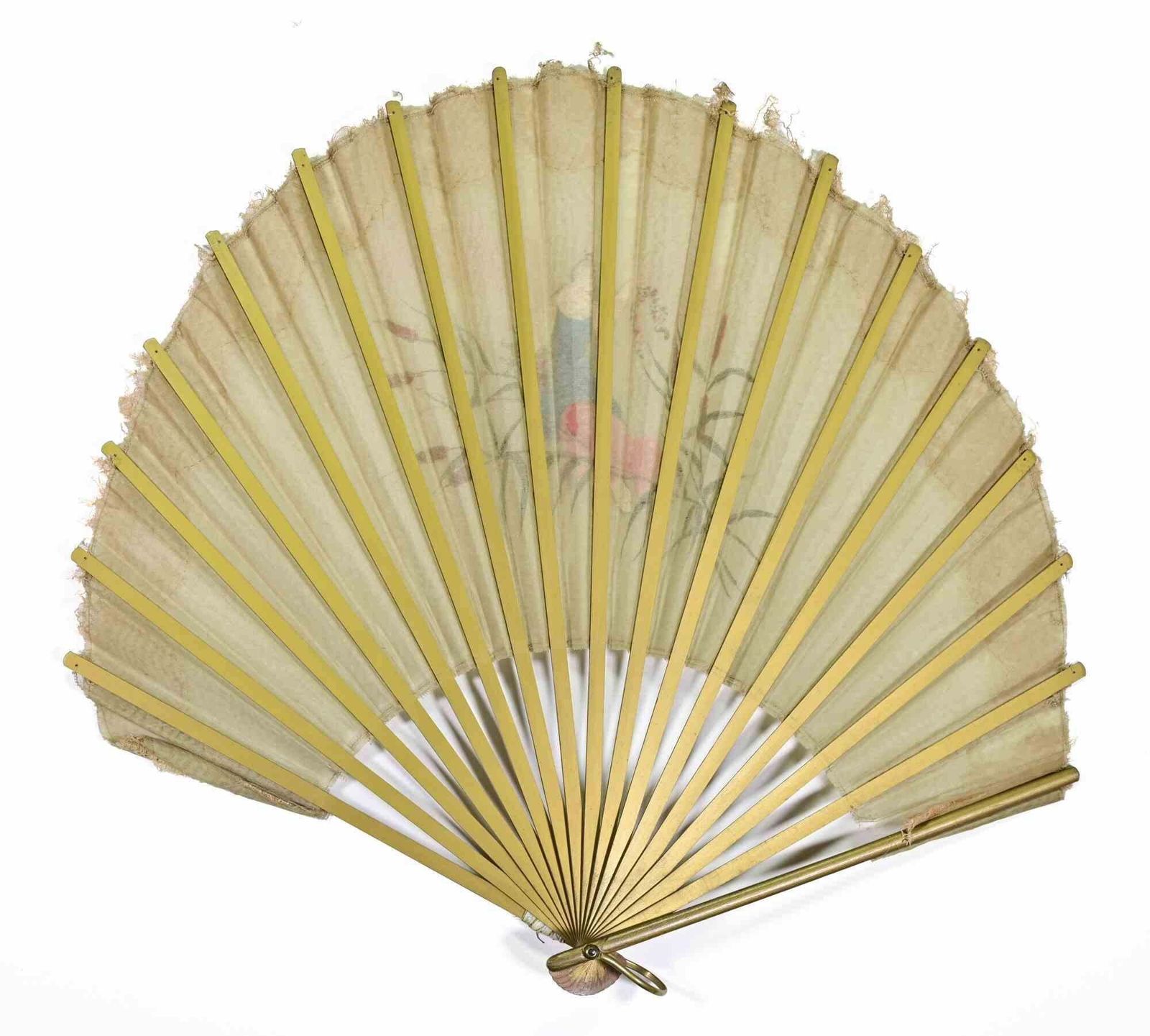 Fine Hand Painted Silk And Lace Fan, Early 20th Century photo 309.0