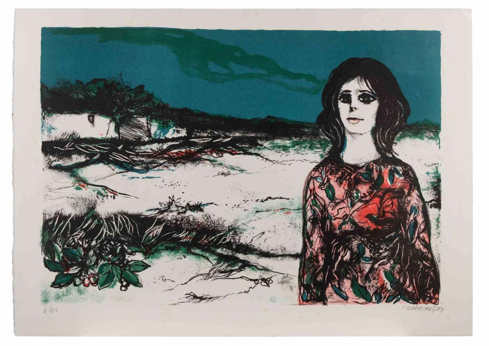 Carlo Marcantoniogirl   Lithograph By Carlo Marcantonio   1980s1980s