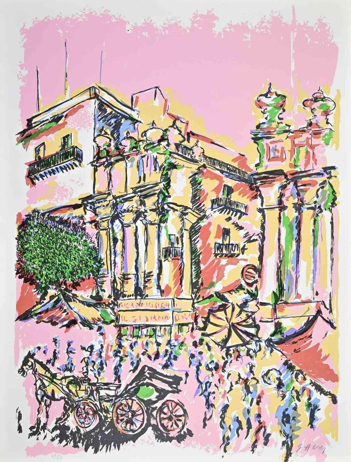 Piero Gaulithe Five Markets In Palermo   Print By Piero Gauli   1970s1970s