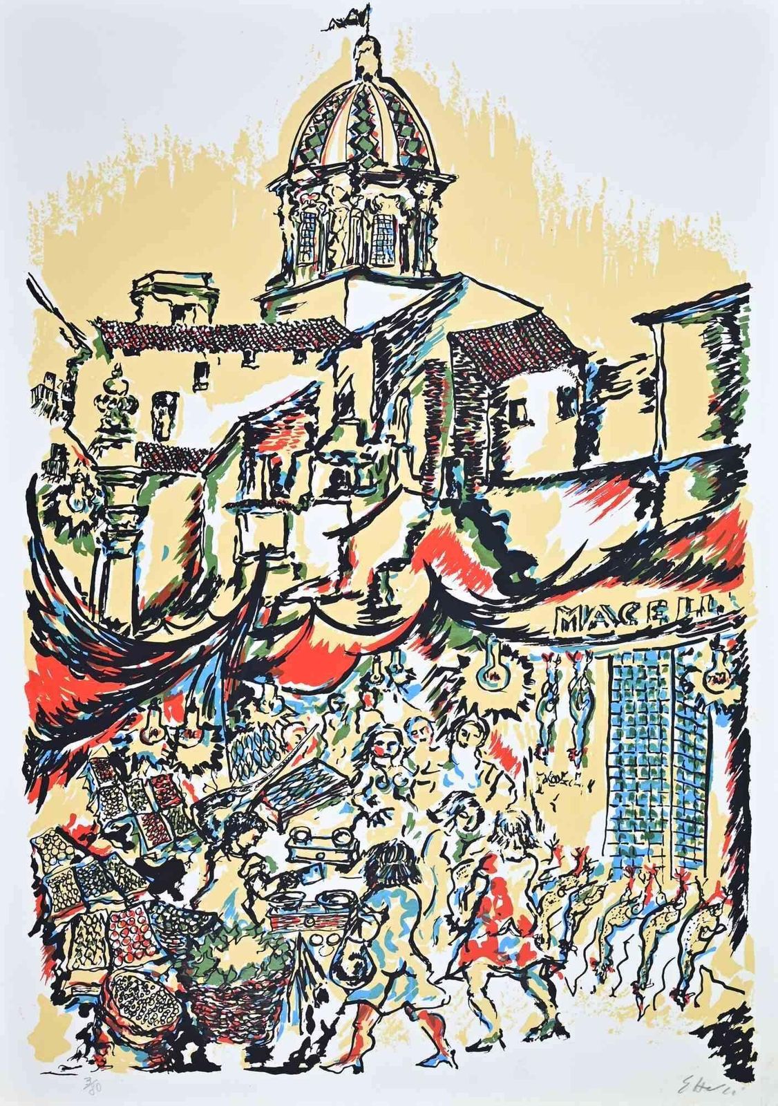Piero Gaulithe Five Markets In Palermo   Print By Piero Gauli   1970s1970s