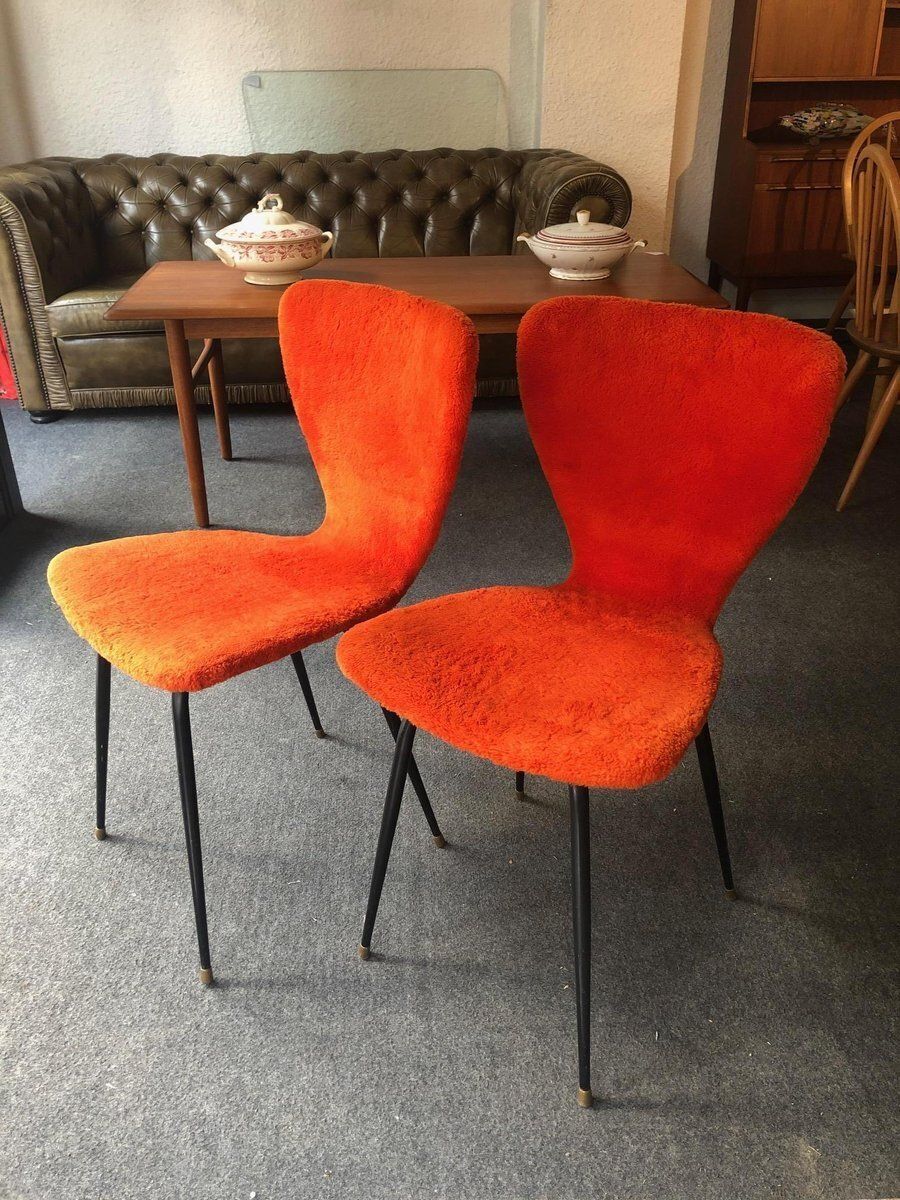 Set Of Faux Fur Side Chairs, 1950s photo furniture