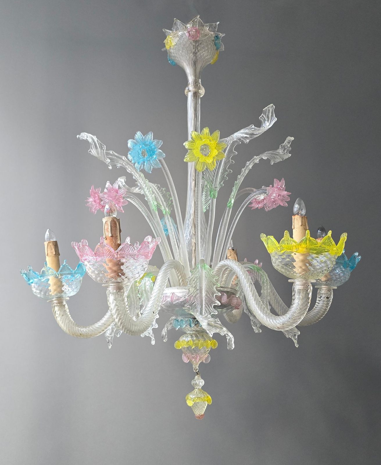 Large Murano Glass Floral Chandelier, Italy, 1950s photo furniture