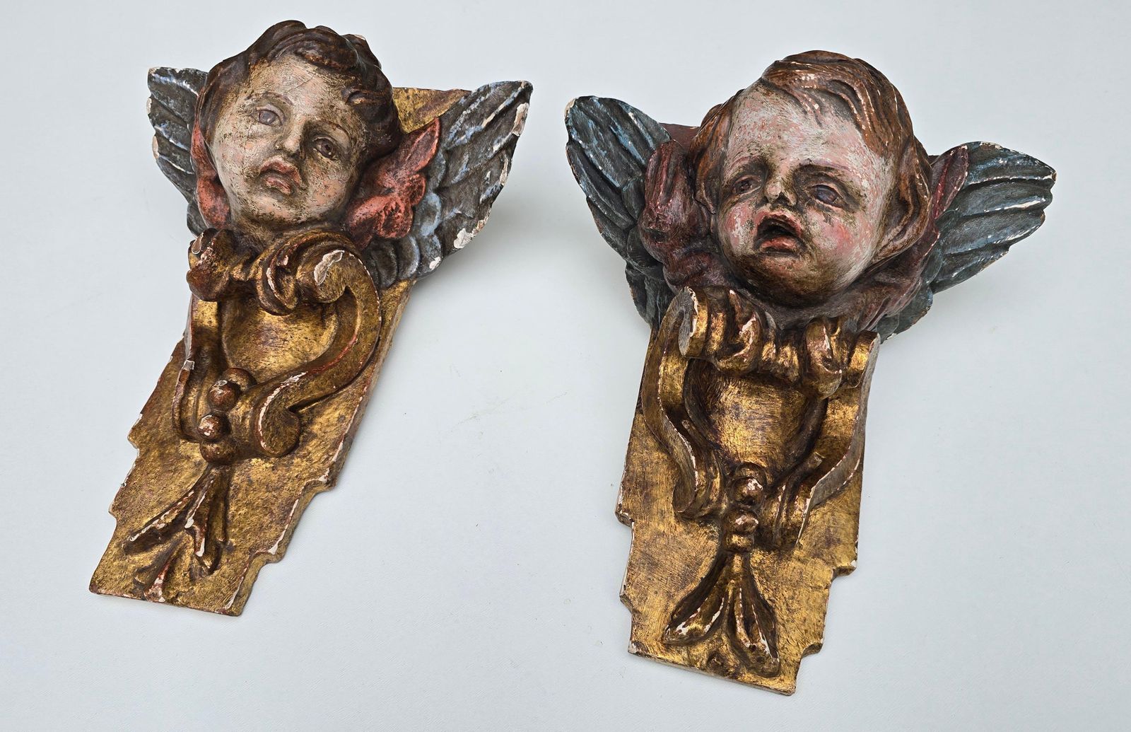 Pair Of 18th Century Italian Baroque Cherub Corner Carvings, C. 1750–1780 photo 4091.0