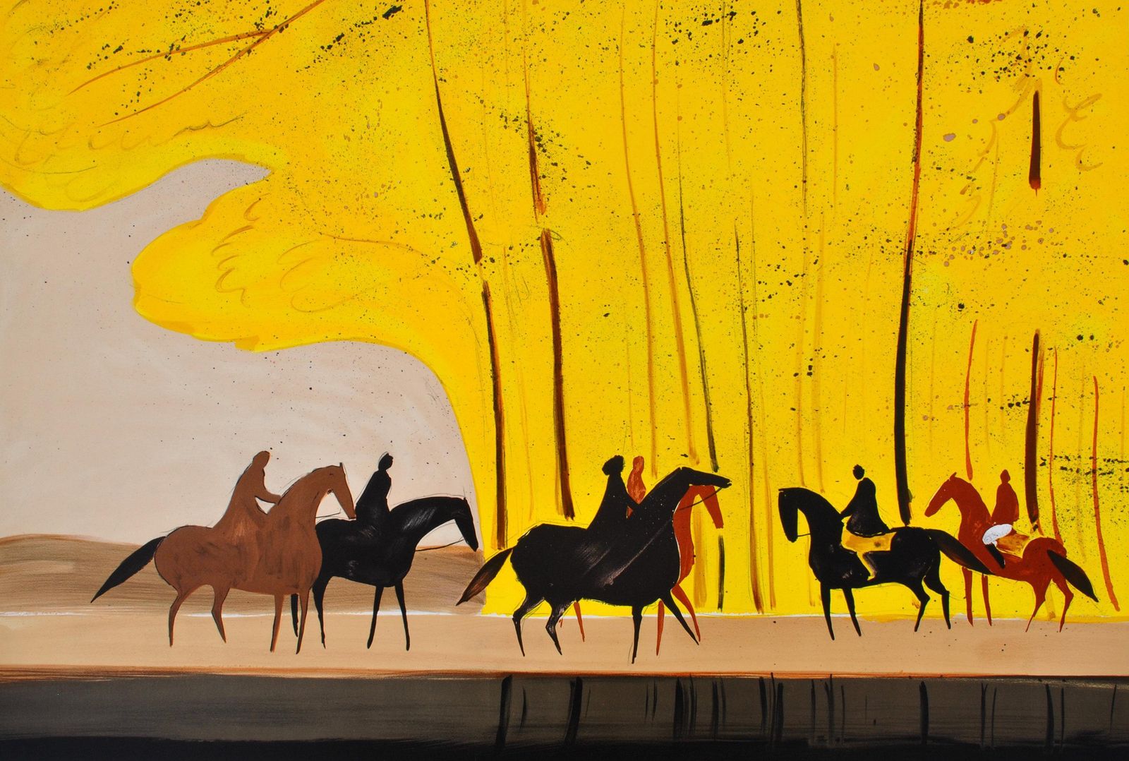 Serge Lassushorses : Riders In Autumn   Original Lithograph, Handsigned & Ltd /6001982 photo furniture