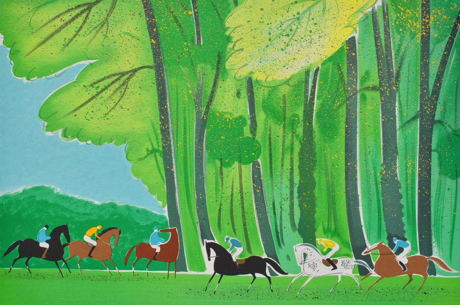 Serge Lassushorses : Riders In Summer   Original Lithograph, Handsigned & Ltd /2501982 photo furniture