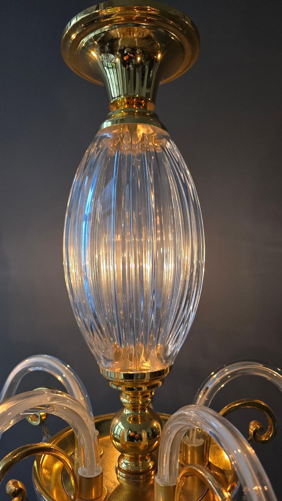 2386.0 Two Luxurious Clear Glass And Gilt Brass Chandelier By Schuller, Spain photo