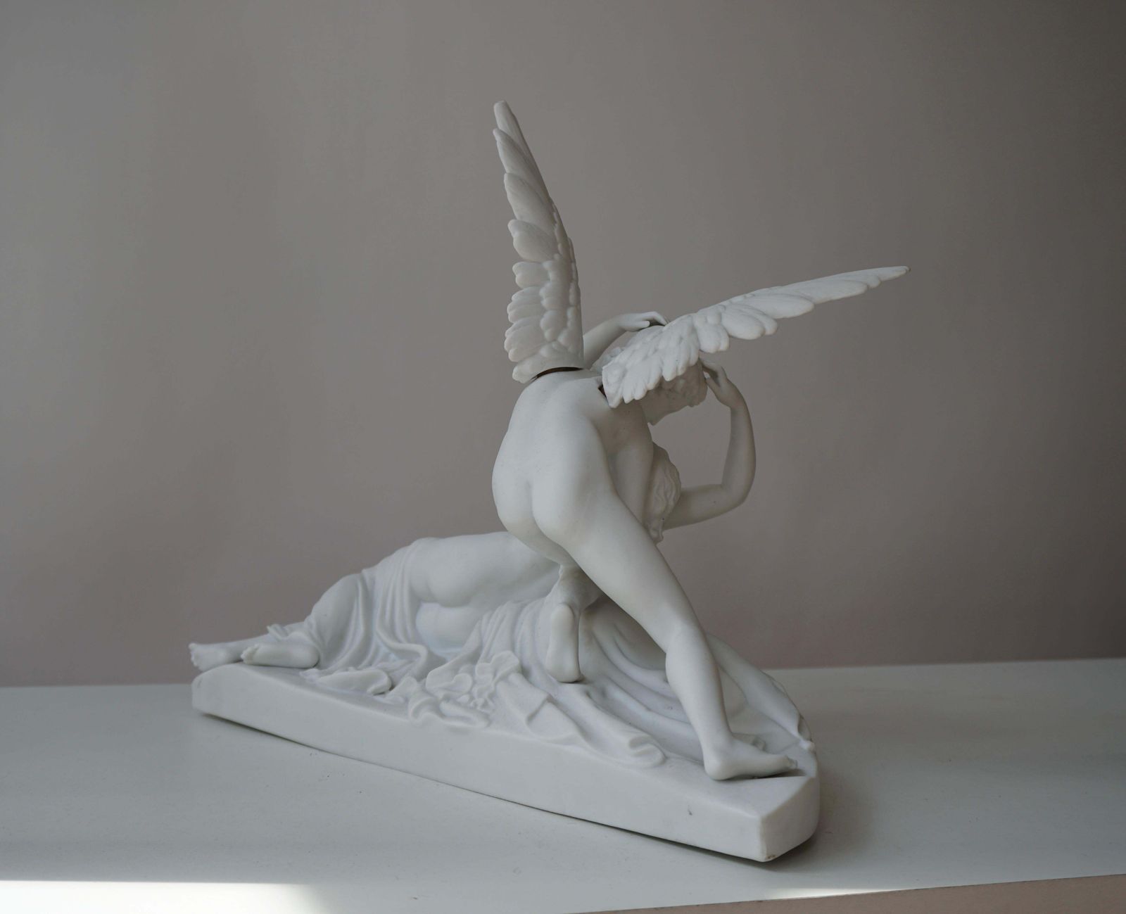 Art Italian Biscuit Porcelain “Psyche Revived By Cupid’s Kiss”, Circa 1900 photo