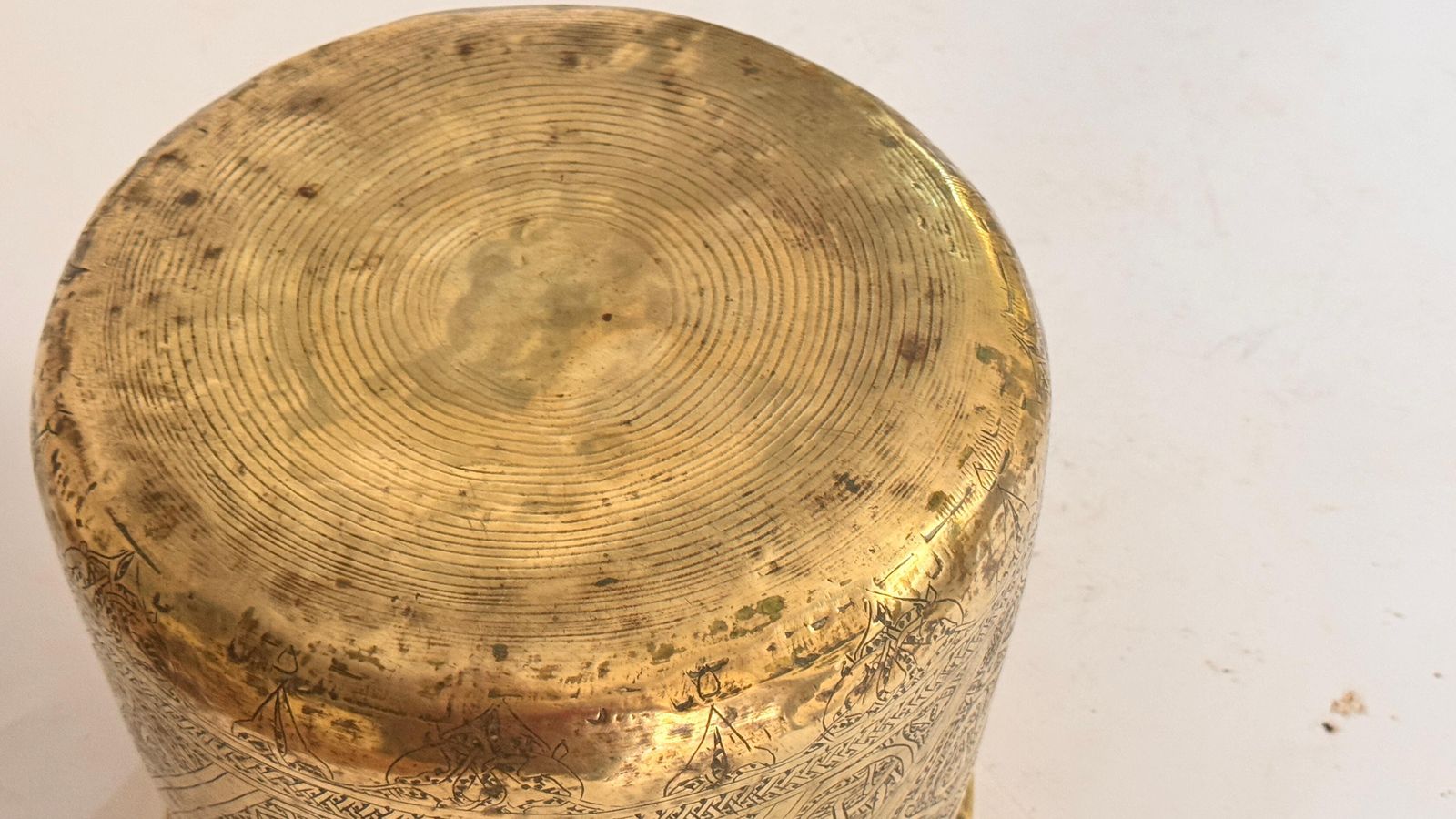 photo furniture African Brass Plant Stand / Vide Poche — Pierced Botanical Decor