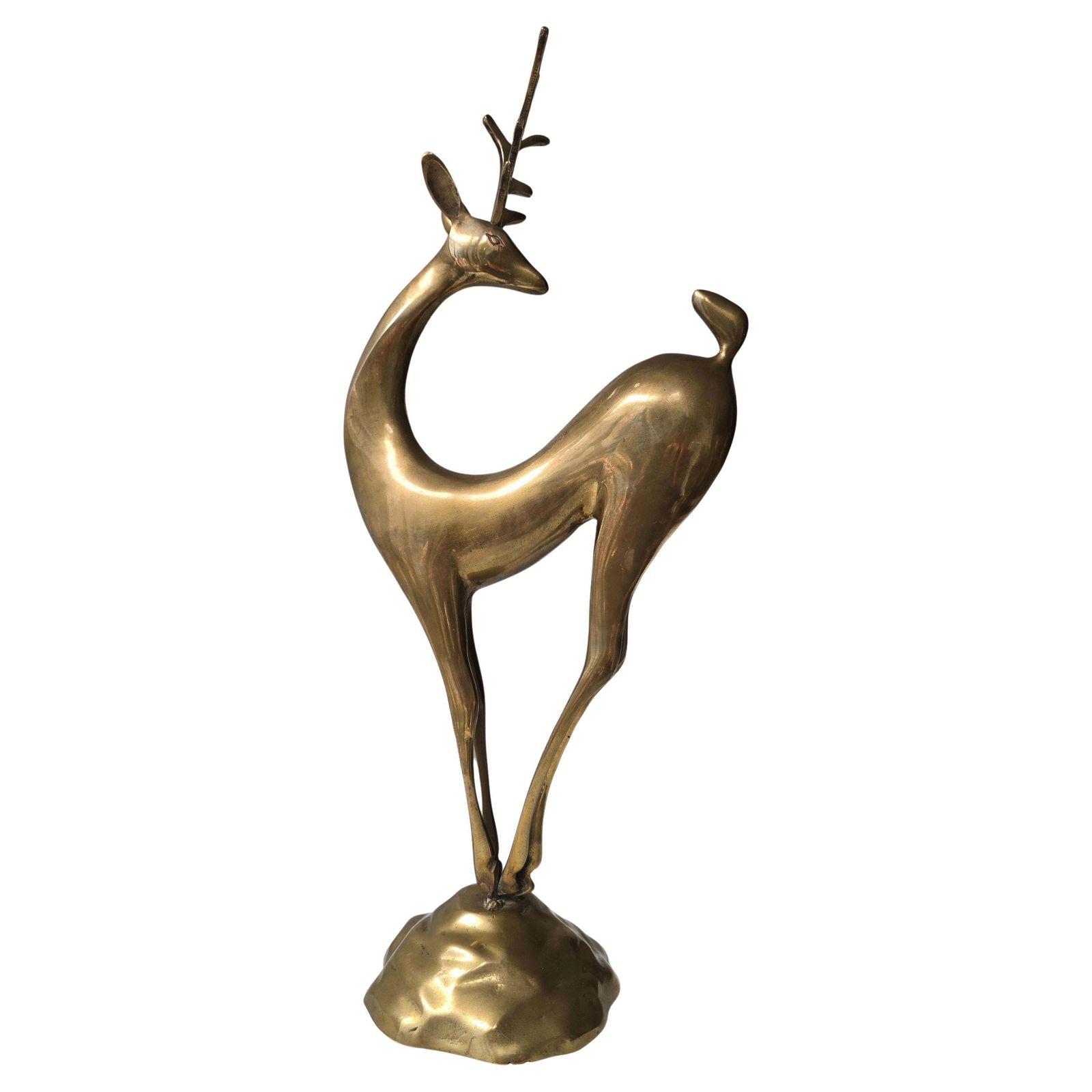 Mid Century Modern Brass Gazelle Sculpture, Circa 1950s photo vinterior