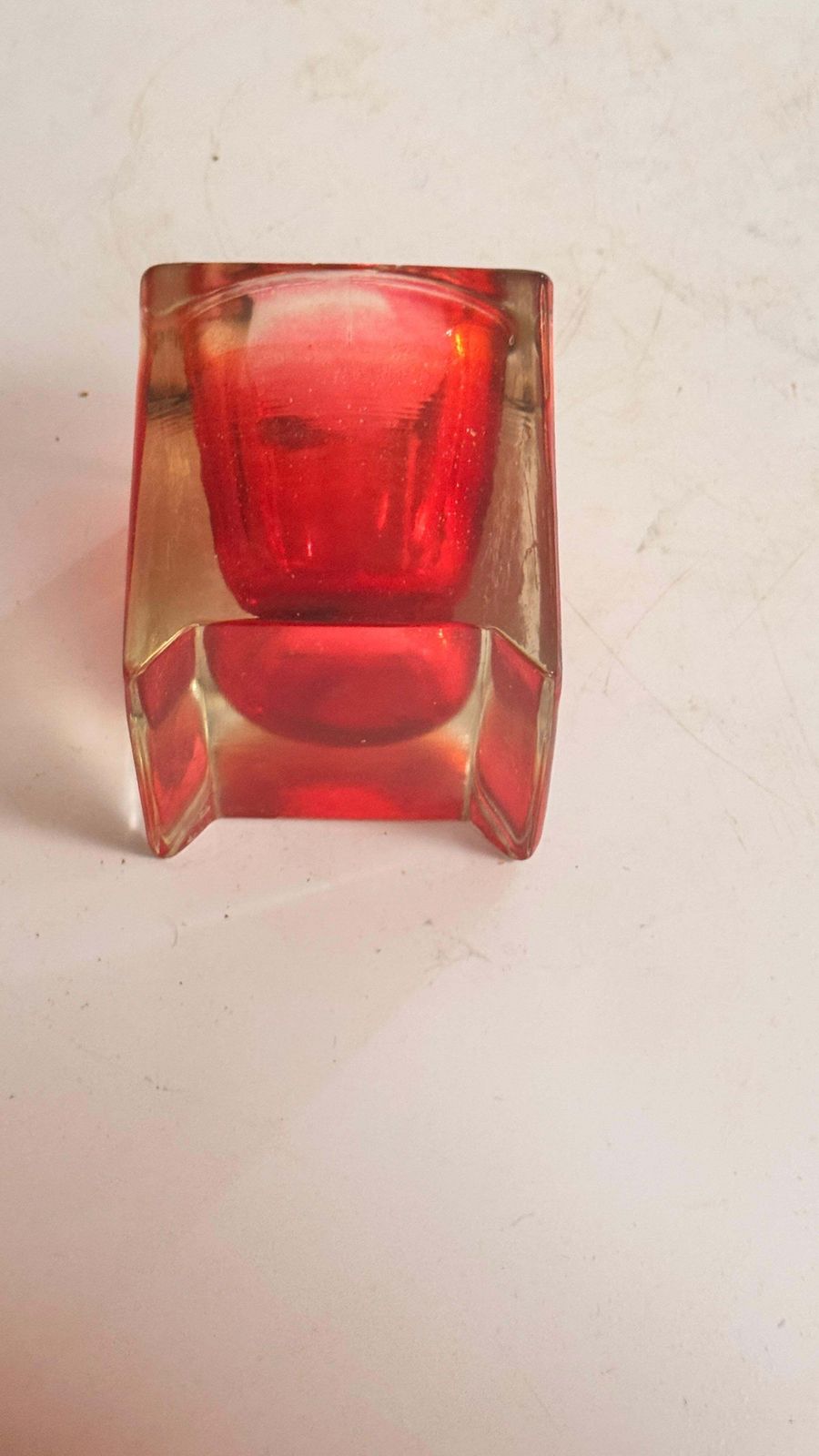Murano Glass Ashtray — Red & Clear — Italy, 1960s photo vintage