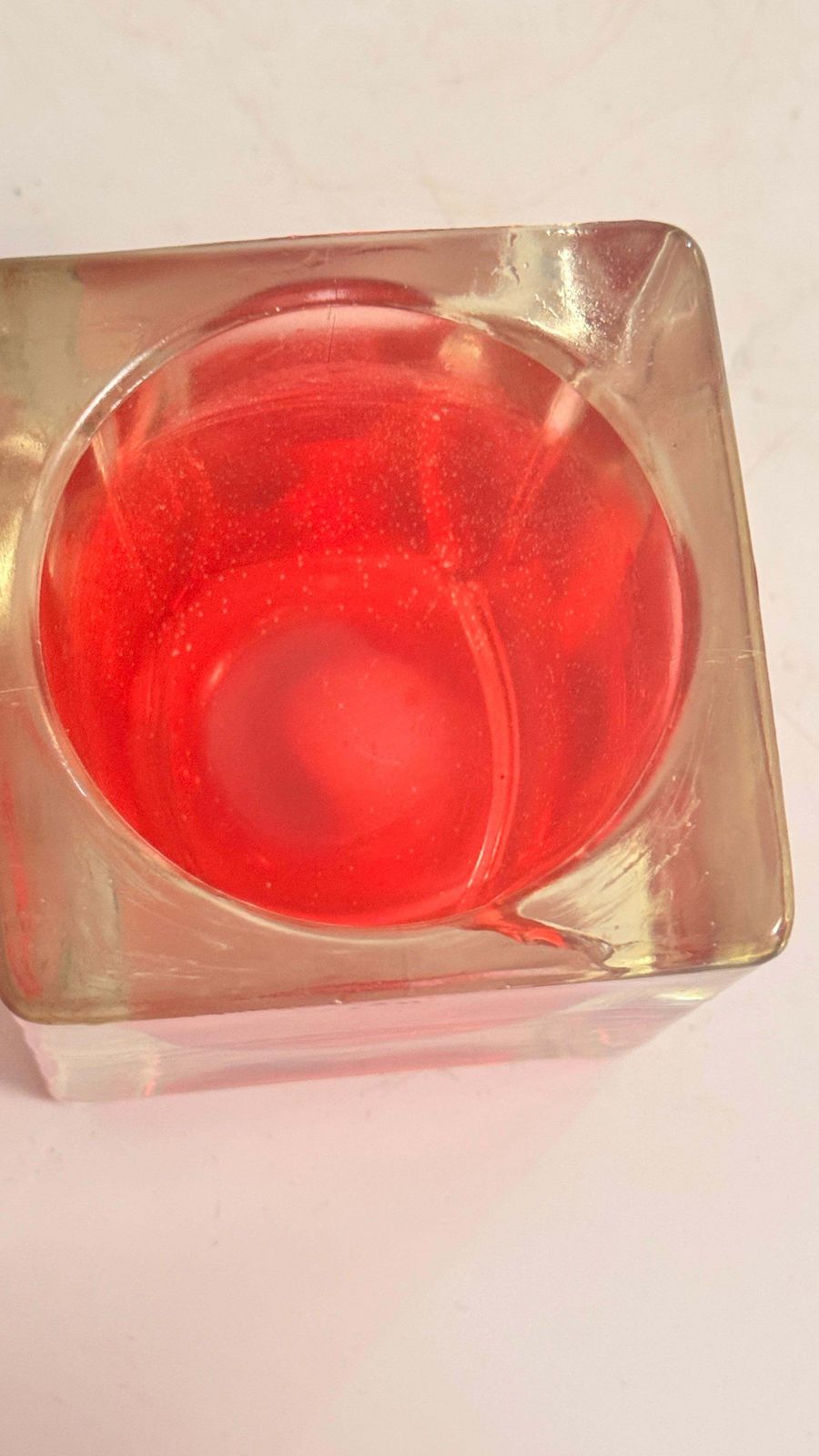 photo furniture Murano Glass Ashtray — Red & Clear — Italy, 1960s