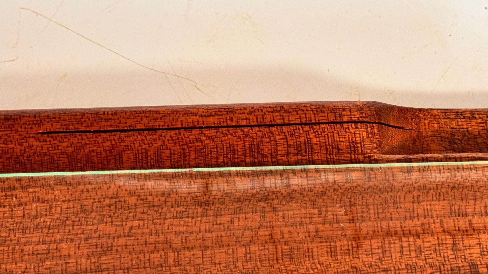 photo for sale 1970s French Wooden Cheese Tray With Glass Plate & Knife Slot