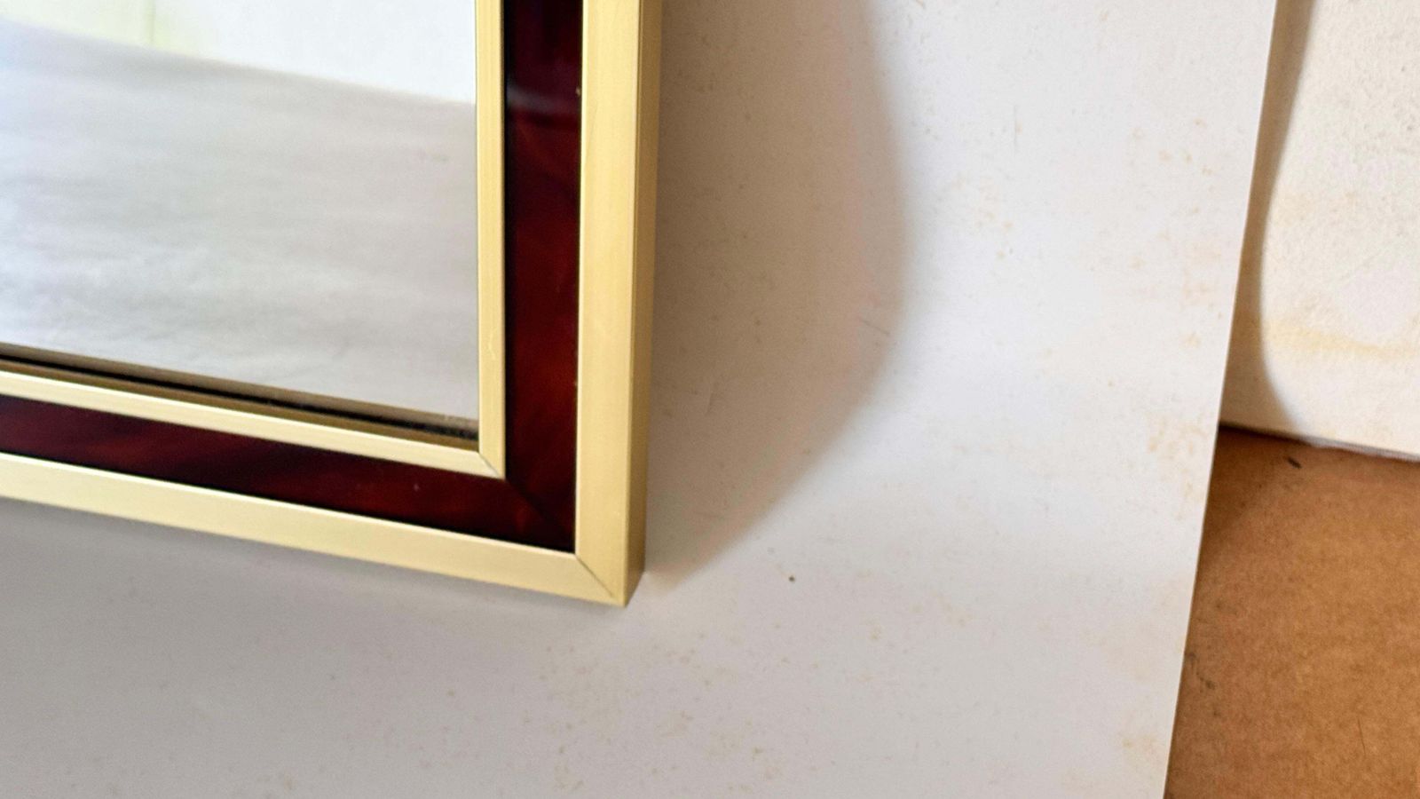 1970s French Mirror – High Quality Metal Frame With Bakelite Border, Warm Brown photo Home Decor