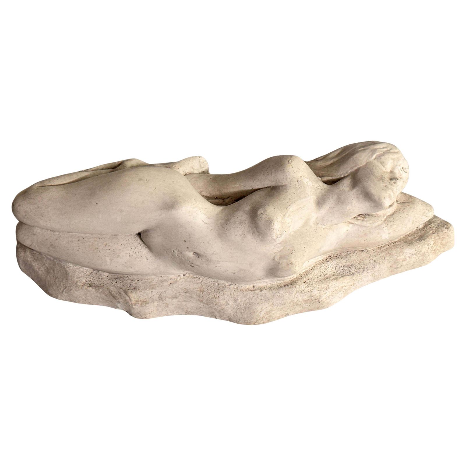 1940s French Art Deco Plaster Sculpture – Seated Woman On Plinth