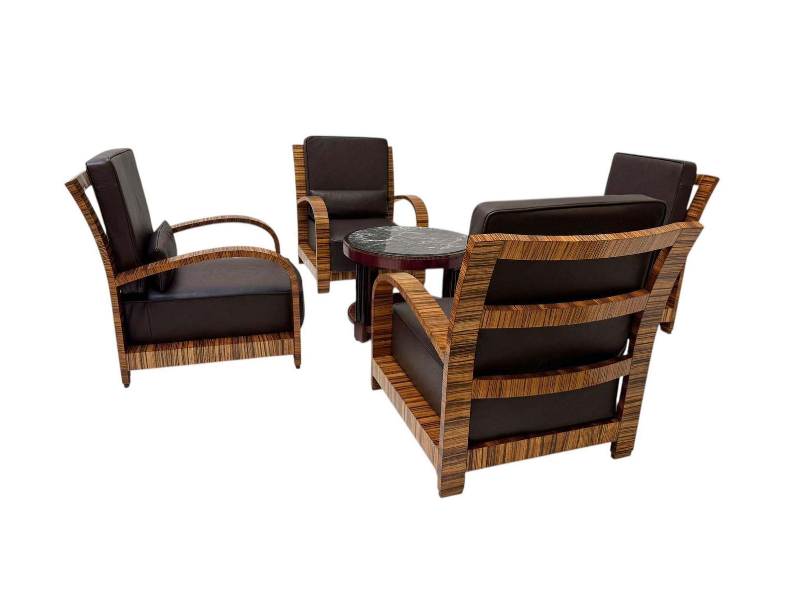Four Art Deco Lounge Chairs With Leather Cushions France, 1930s photo furniture