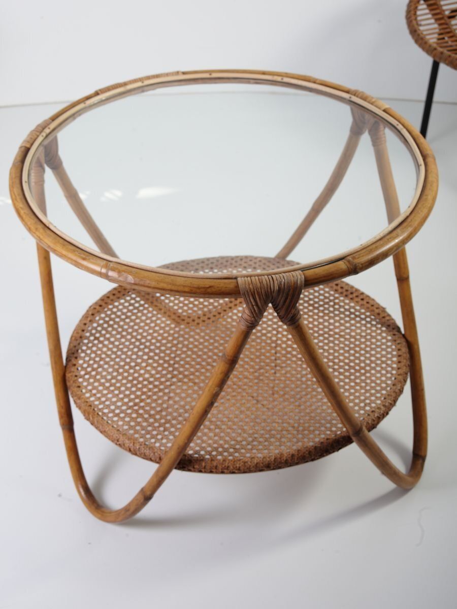 Furniture Mid Century Bamboo Lounge Chairs & Table By Alan Fuchs For Uluv, 1960s, Set Of 3 photo