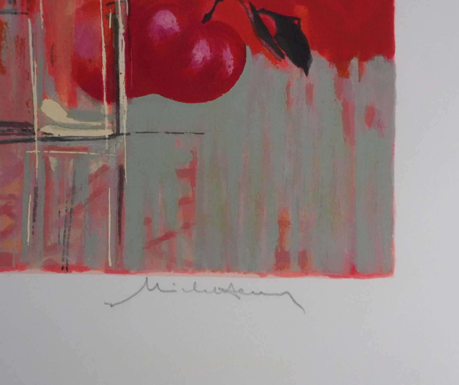 Michel Henrystill Life With A Red Background   Original Handsigned Screenprint photo furniture