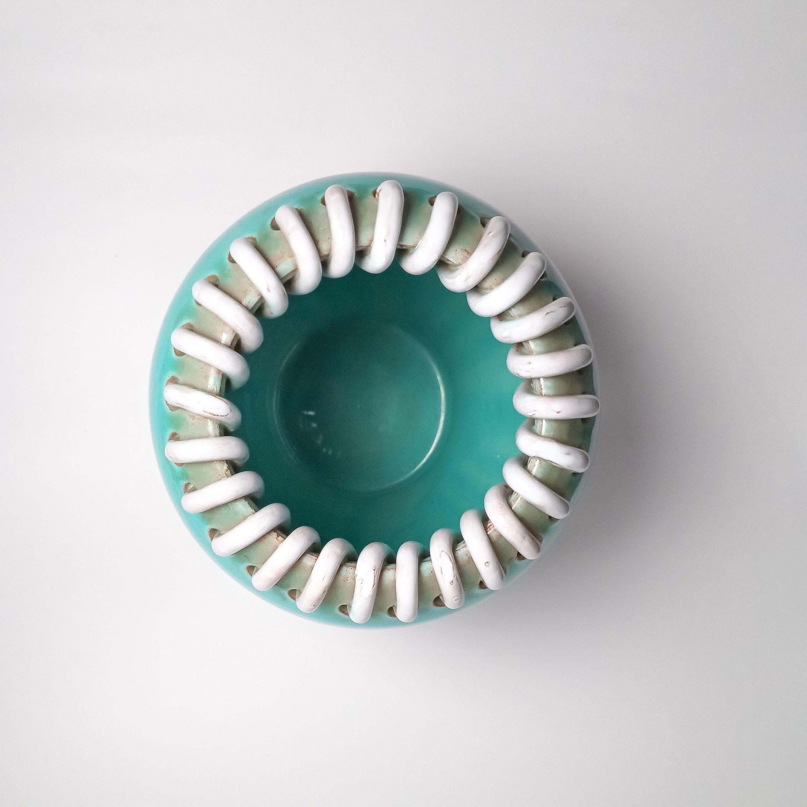 Mid Century Turquoise Ceramic Vase By Alexandre De Wemmel, Belgium, 1950s photo Home Decor