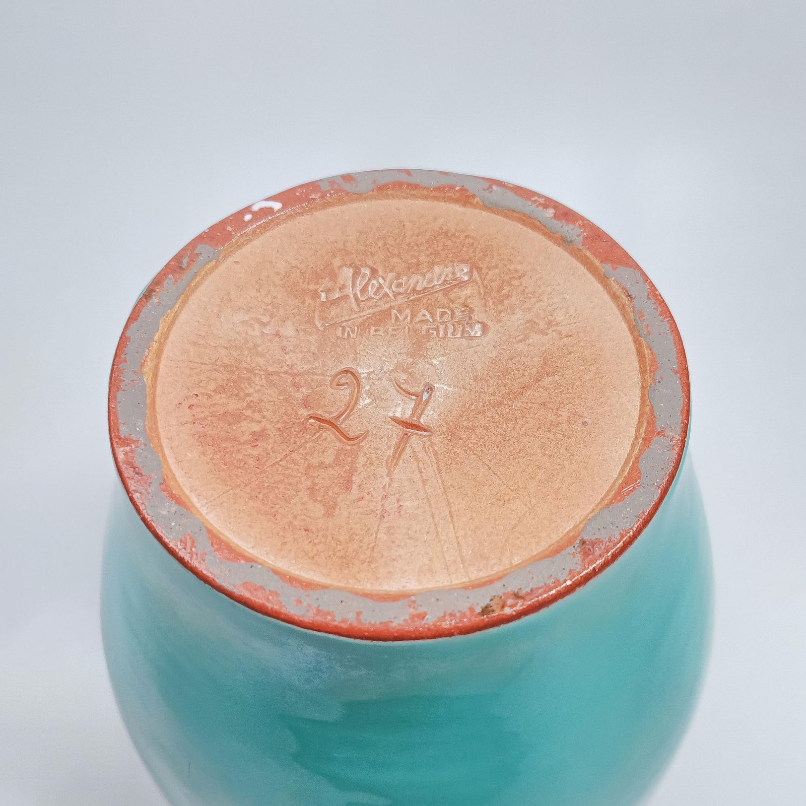Mid Century Turquoise Ceramic Vase By Alexandre De Wemmel, Belgium, 1950s photo buy