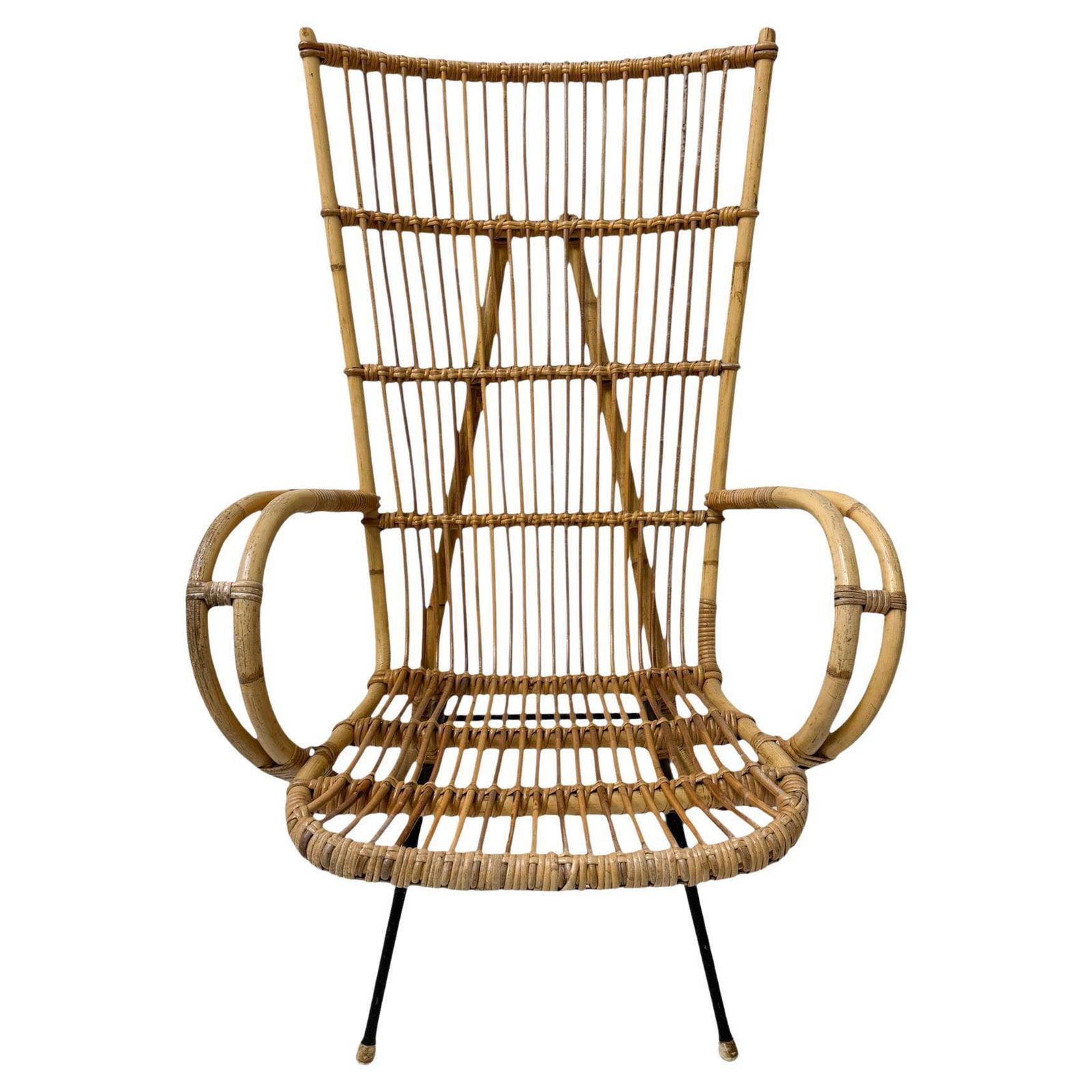 Mid Century Modern Italian High Back Armchair, 1960s