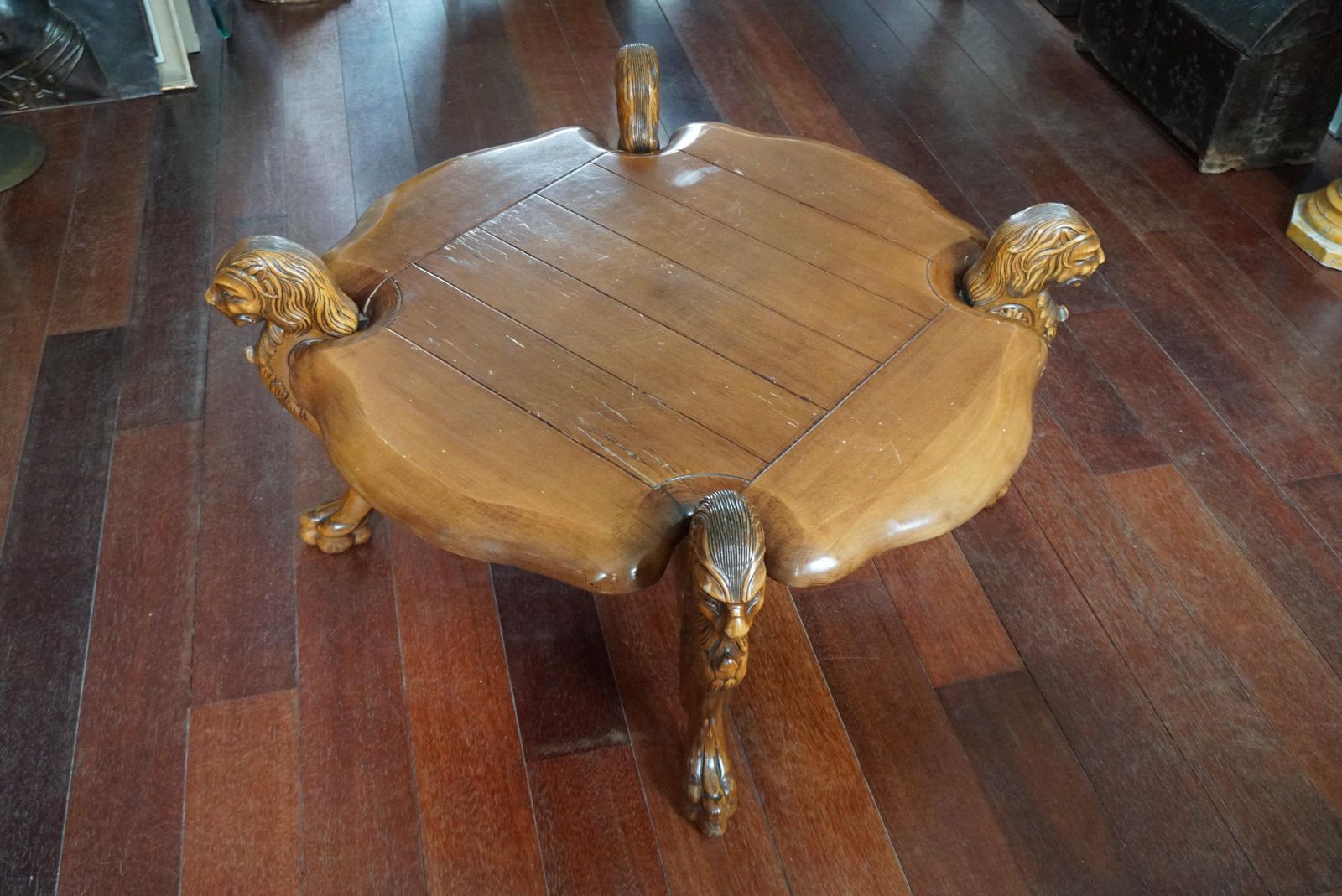 Rustic Elegance Hand Carved Lion Leg Coffee Table, France Or Italy, Circa 1940s photo 4889.0