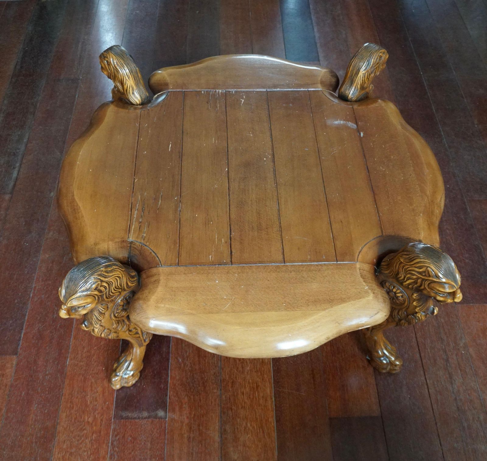 Rustic Elegance Hand Carved Lion Leg Coffee Table, France Or Italy, Circa 1940s photo vinterior