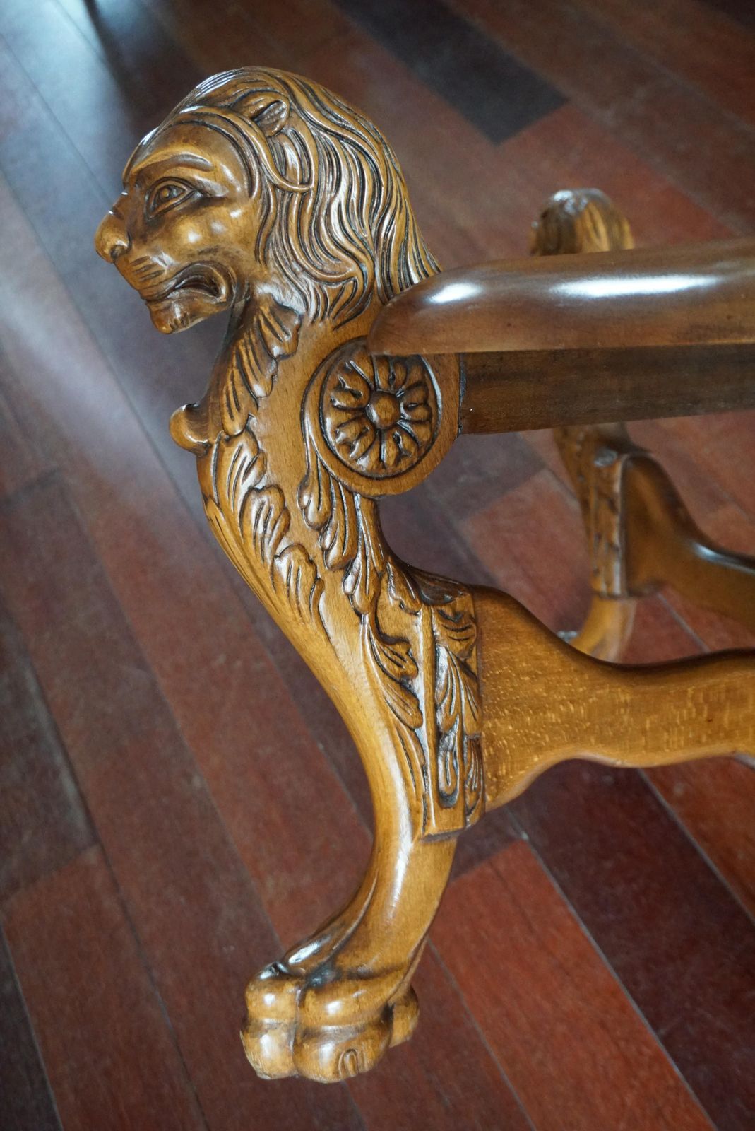 photo vinterior Rustic Elegance Hand Carved Lion Leg Coffee Table, France Or Italy, Circa 1940s
