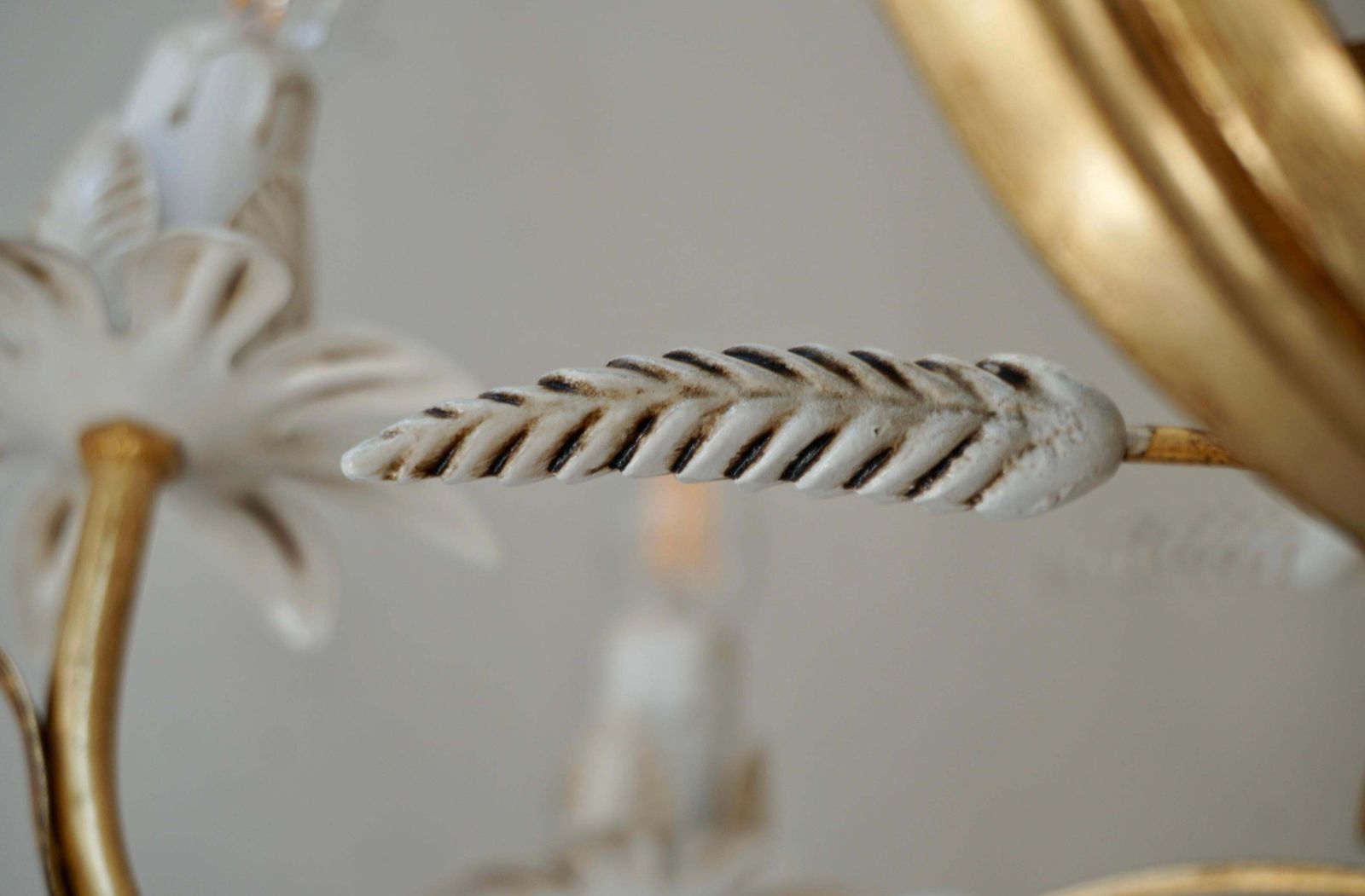 Gilt Italian Floral Sheaf Of Wheat Five Light Chandeliers Coco Chanel photo Lighting