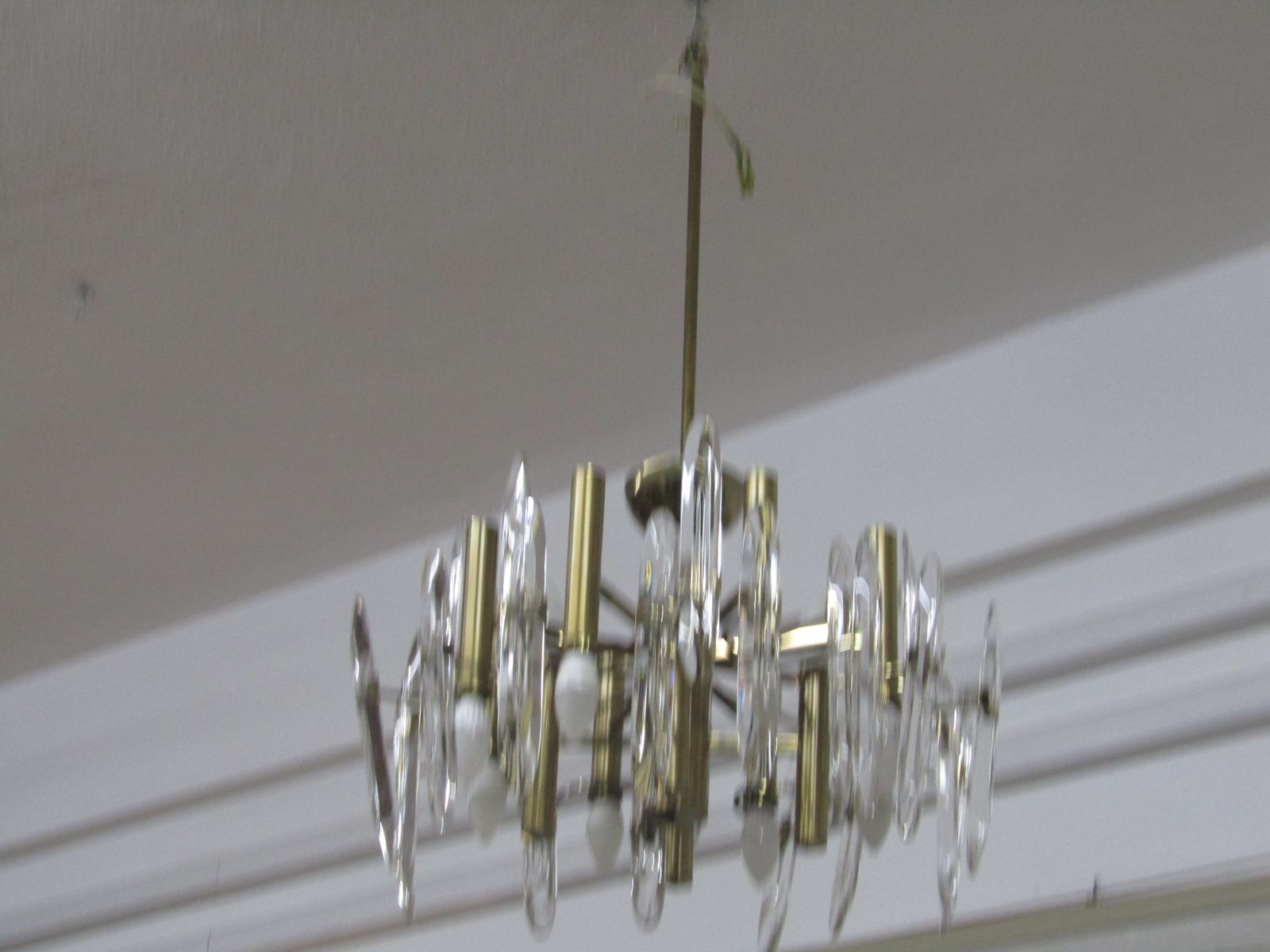 Chandelier Brass And Cristal Of Gaetano Sciolari