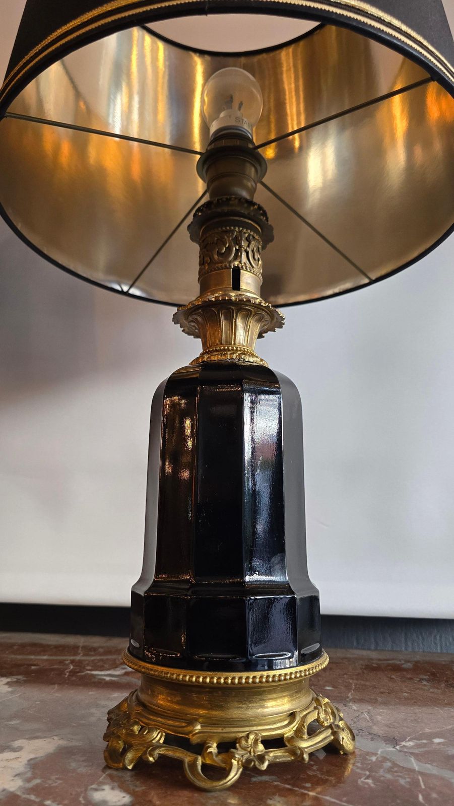 photo furniture Pair Of French Black Opaline And Gilt Bronze Table Lamps, Circa 1870
