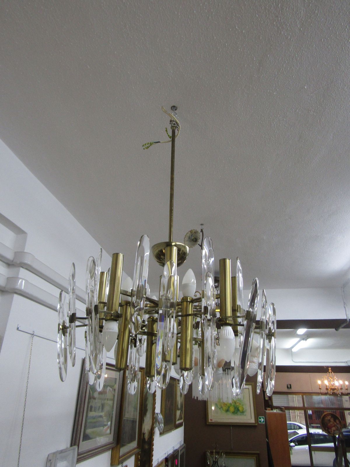 Chandelier Brass And Cristal Of Gaetano Sciolari photo buy