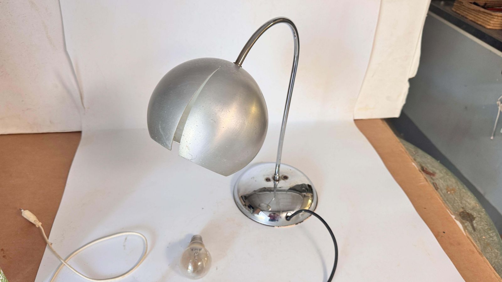 1970s Chrome And Aluminum Table Lamp – Curved Modernist French Design photo buy