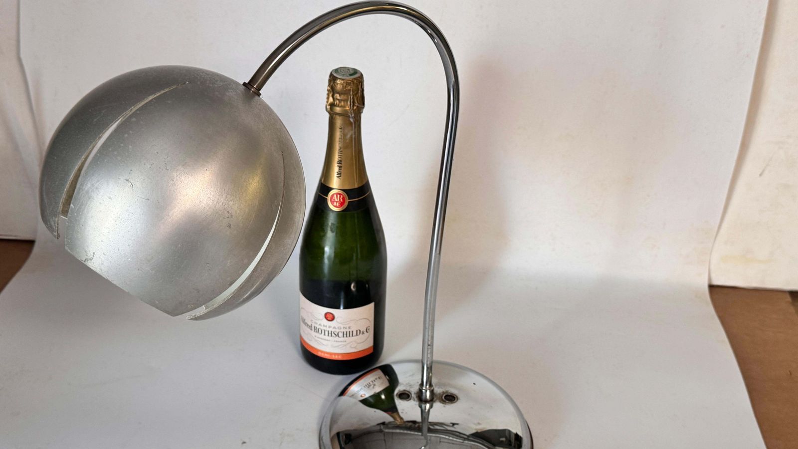 Lighting 1970s Chrome And Aluminum Table Lamp – Curved Modernist French Design photo