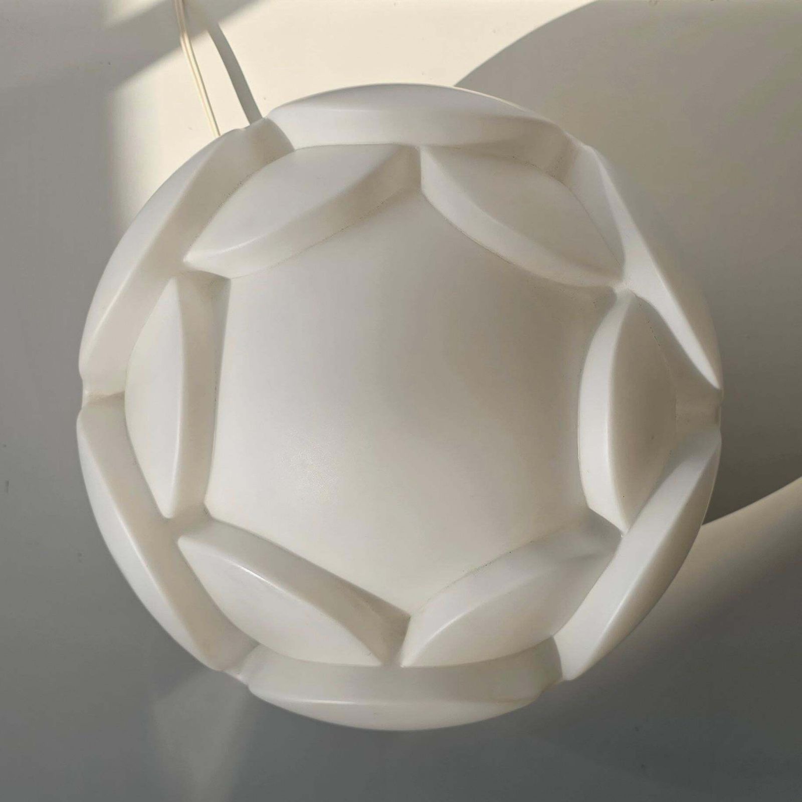 Lighting Peill + Putzler "Artichoke" White Opaline Glass Table Lamp, Germany, 1970s photo