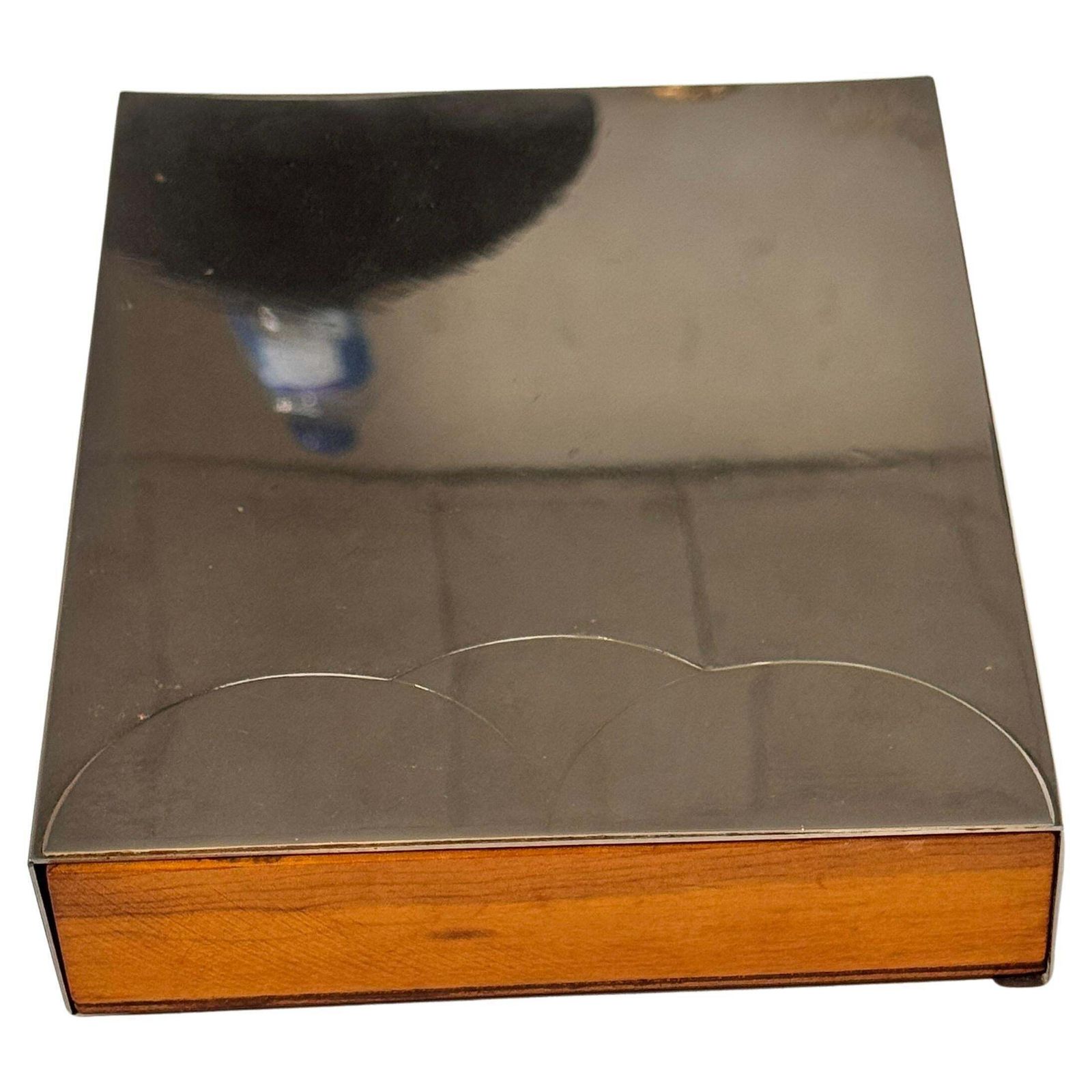 Metal And Wood Sliding Box – France, 1970s – In The Style Of Maria Pergay