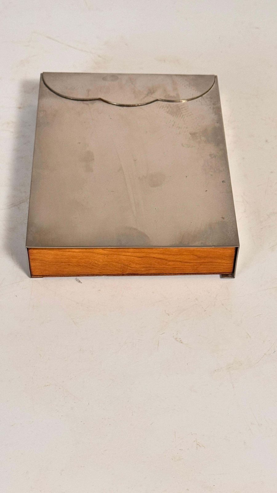 Metal And Wood Sliding Box – France, 1970s – In The Style Of Maria Pergay photo Home Decor