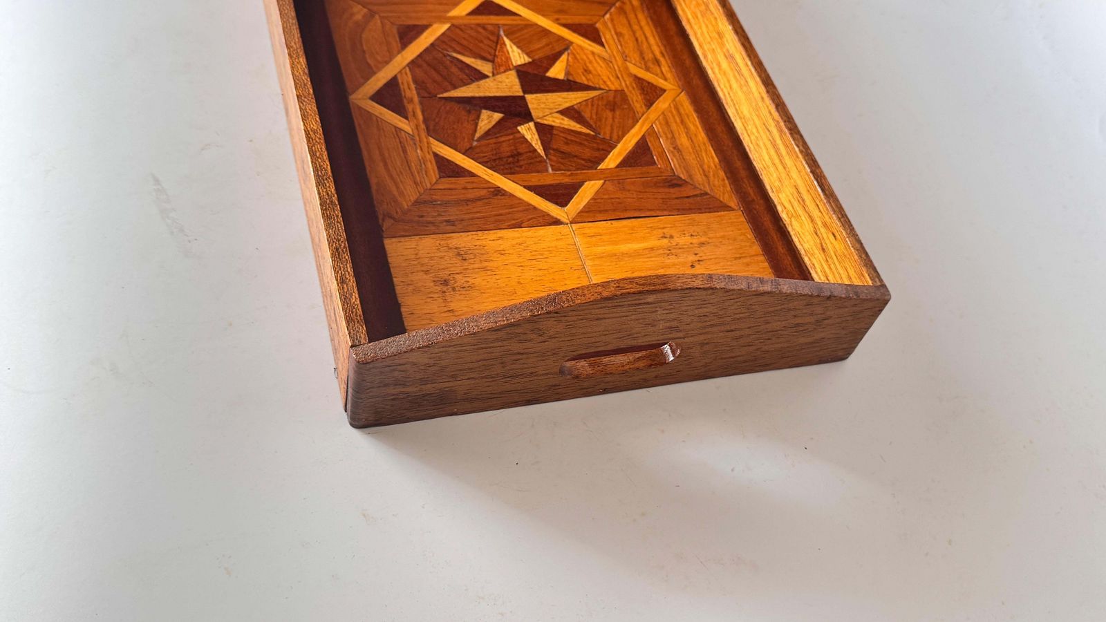 478.0 Art Deco Wooden Tray With Geometric Marquetry – France, 1940s photo