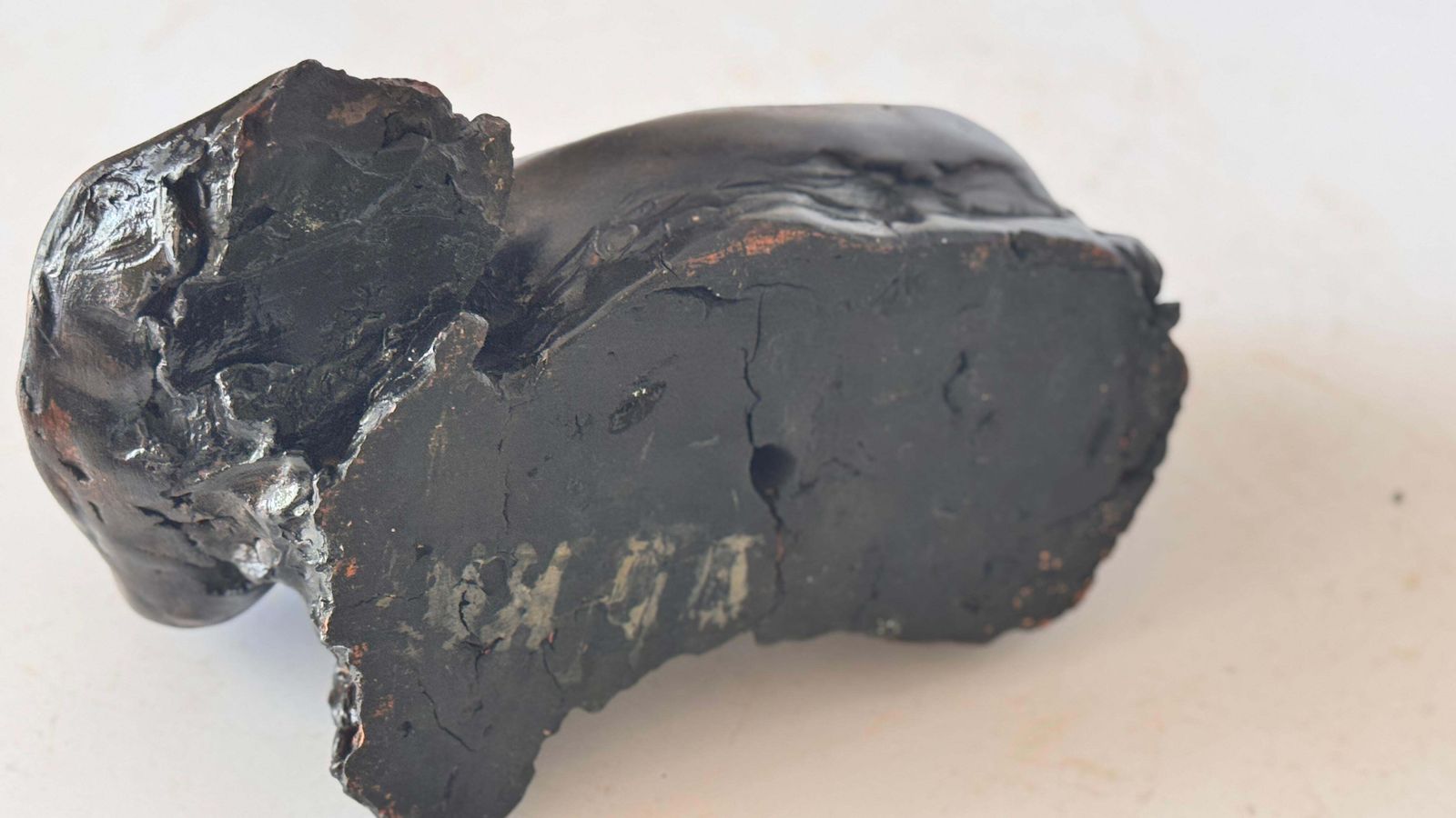 573.0 Reclining Female Sculpture – Black Patina – Raw Clay – 1970s photo