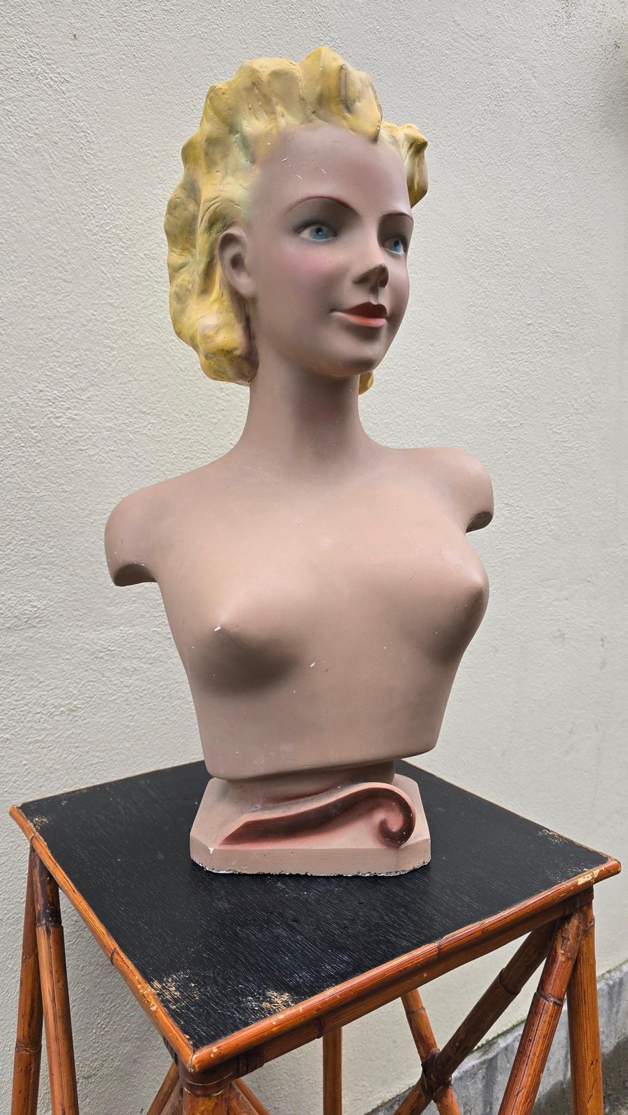 photo for sale Large 1950s Novita Plaster Bust – Art Deco / Hollywood Regency Mannequin Display