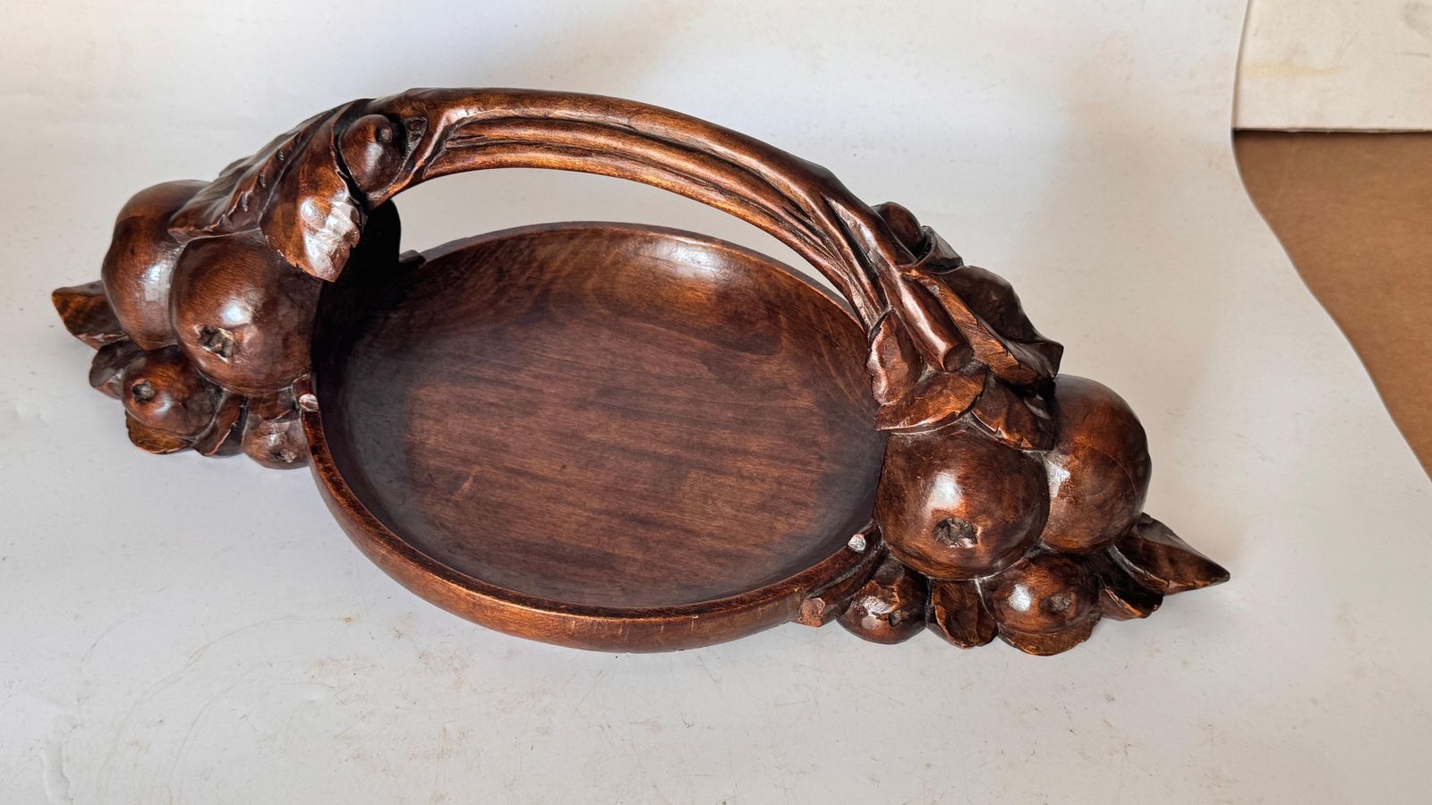 Art Deco Fruit Basket – Hand Carved Wooden Bowl, France, 1930s photo Home Decor