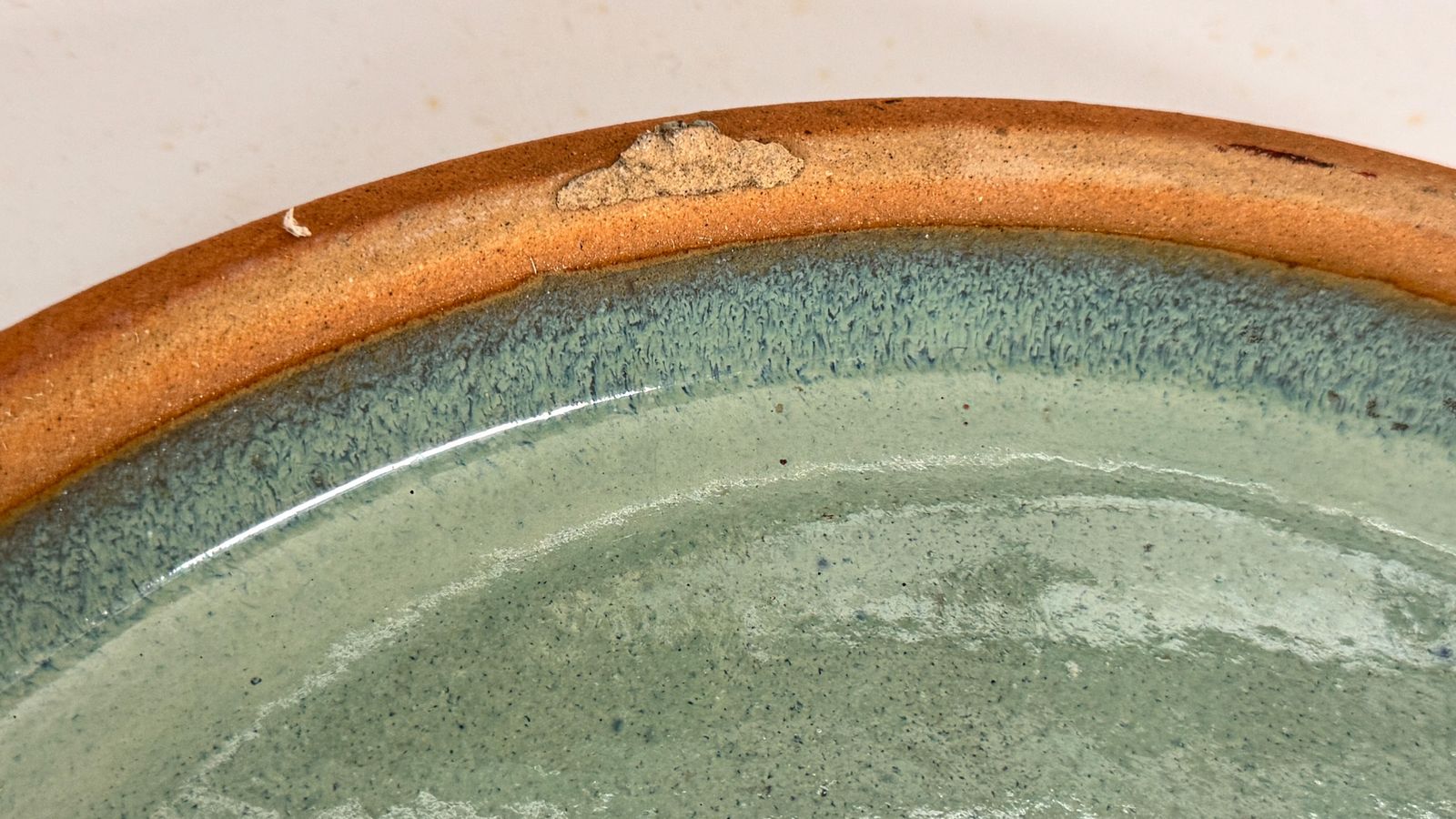 photo for sale Heavy Glazed Pottery Dish – France, 1970s – Blue Green Tones, Ibiza/Formentera