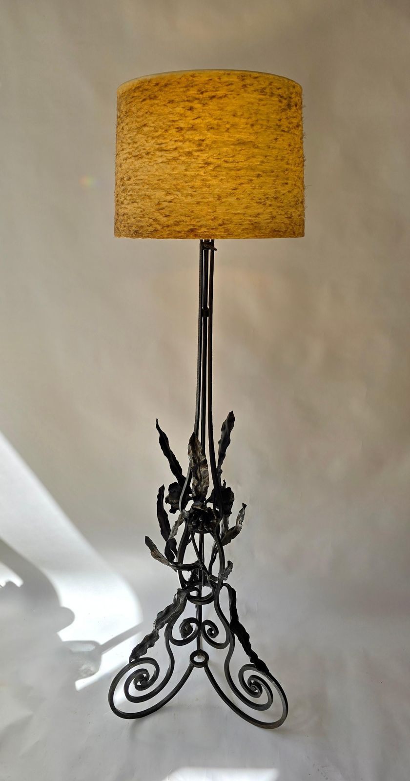 French Art Nouveau Wrought Iron Floor Lamp, Circa 1920 photo for sale
