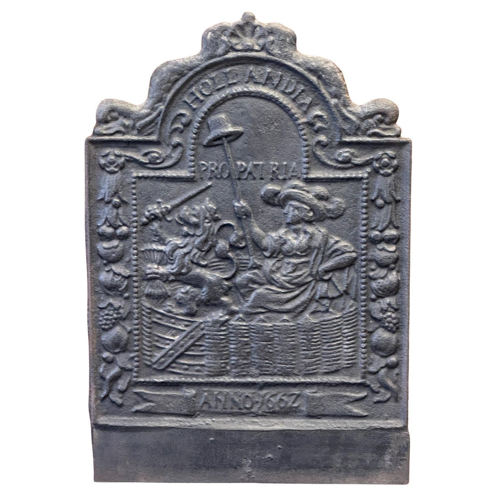 Early 19th Century Dutch 'Pro Patria' Fireback / Backsplash, Louis XIII Style