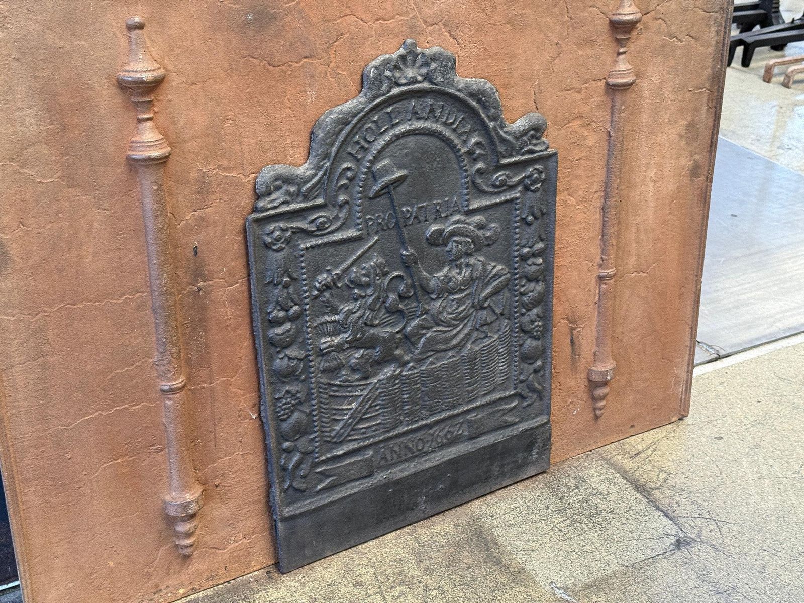 Early 19th Century Dutch 'Pro Patria' Fireback / Backsplash, Louis XIII Style photo vinterior