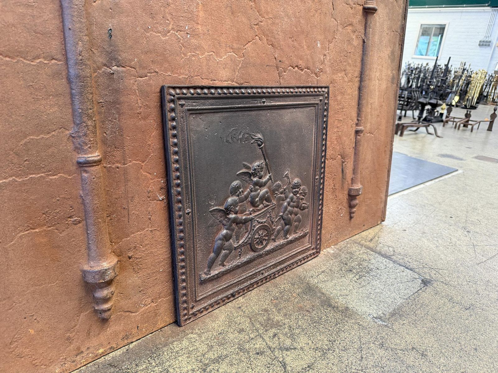20th Century French Napoleon III Style 'Cupids' Fireback. photo vintage