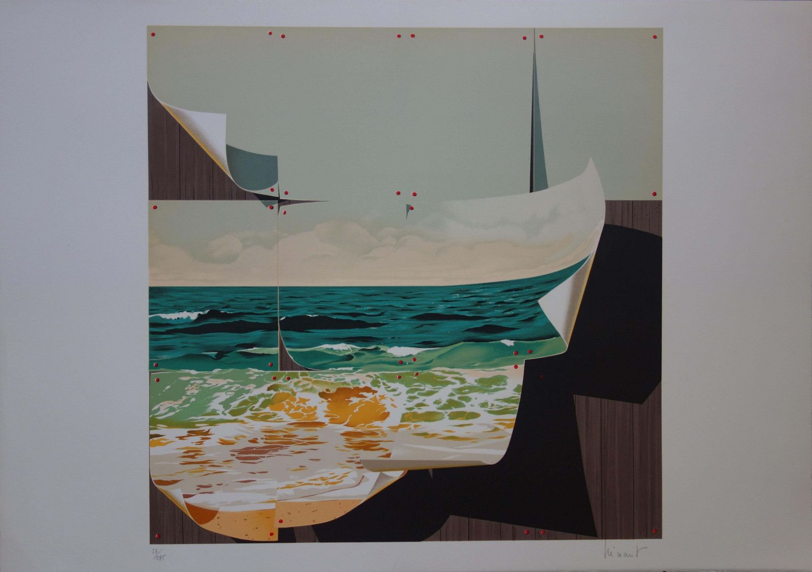 Jean Pierre Henautsurrealist Beach   Original Handsigned Lithograph