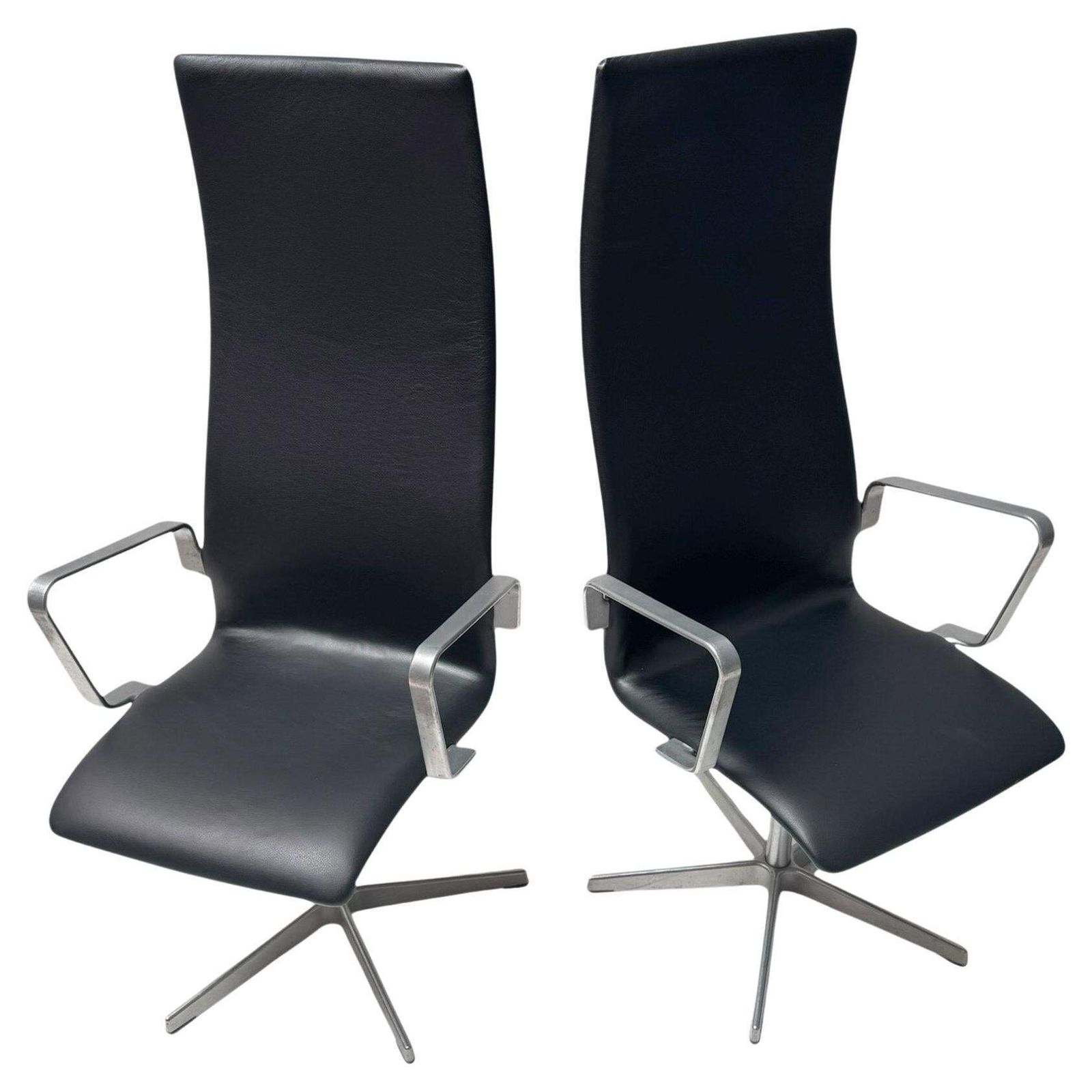 Two Danish Modern Highback Oxford Chairs By Arne Jacobsen For Fritz Hansen, 2004