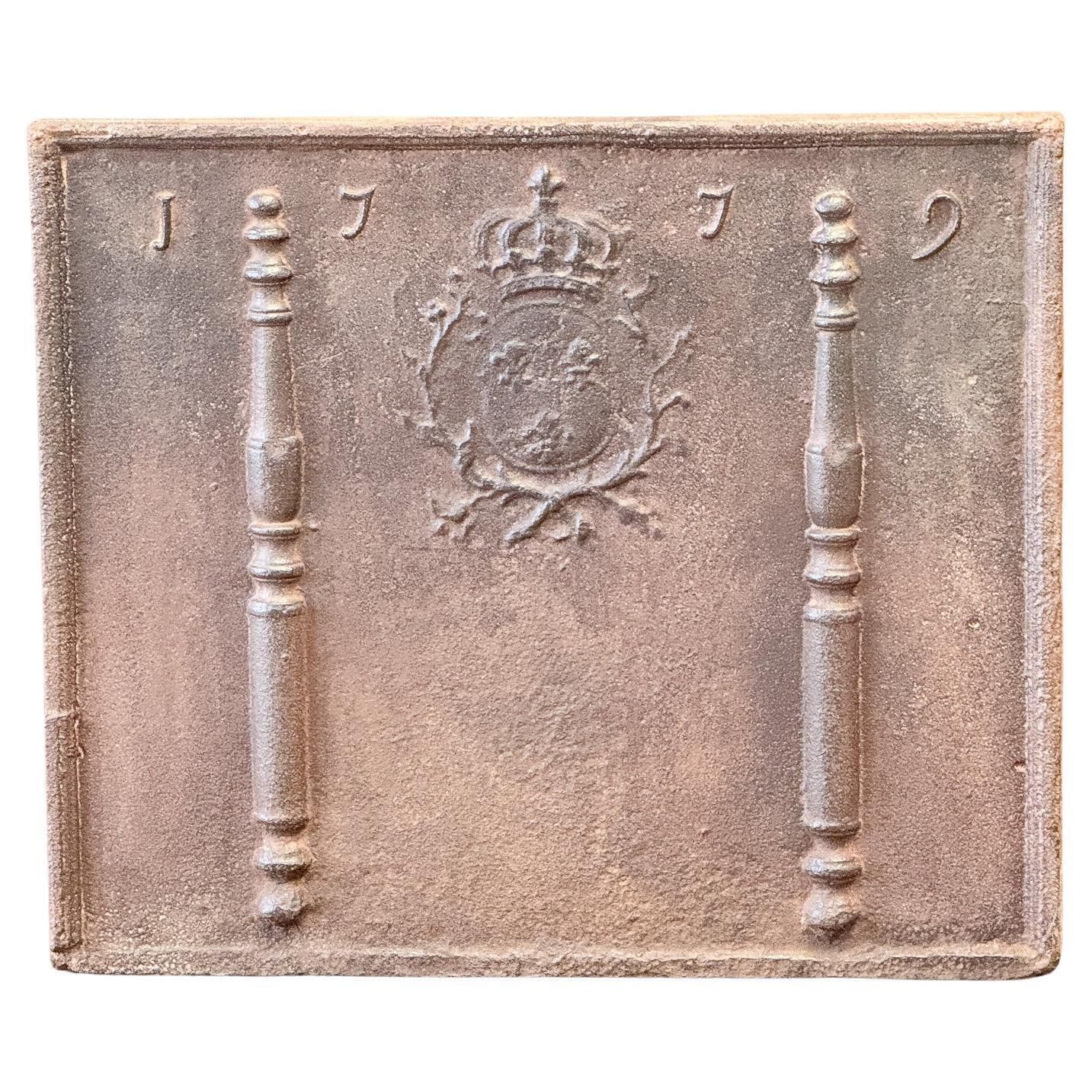 French Louis XV Arms Of France Fireback / Backsplash, Dated 1779 photo furniture