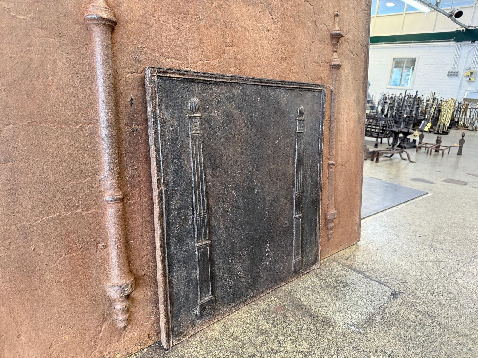 Antique French Neoclassical 'Pillars Of Freedom' Fireback / Backsplash photo vinterior