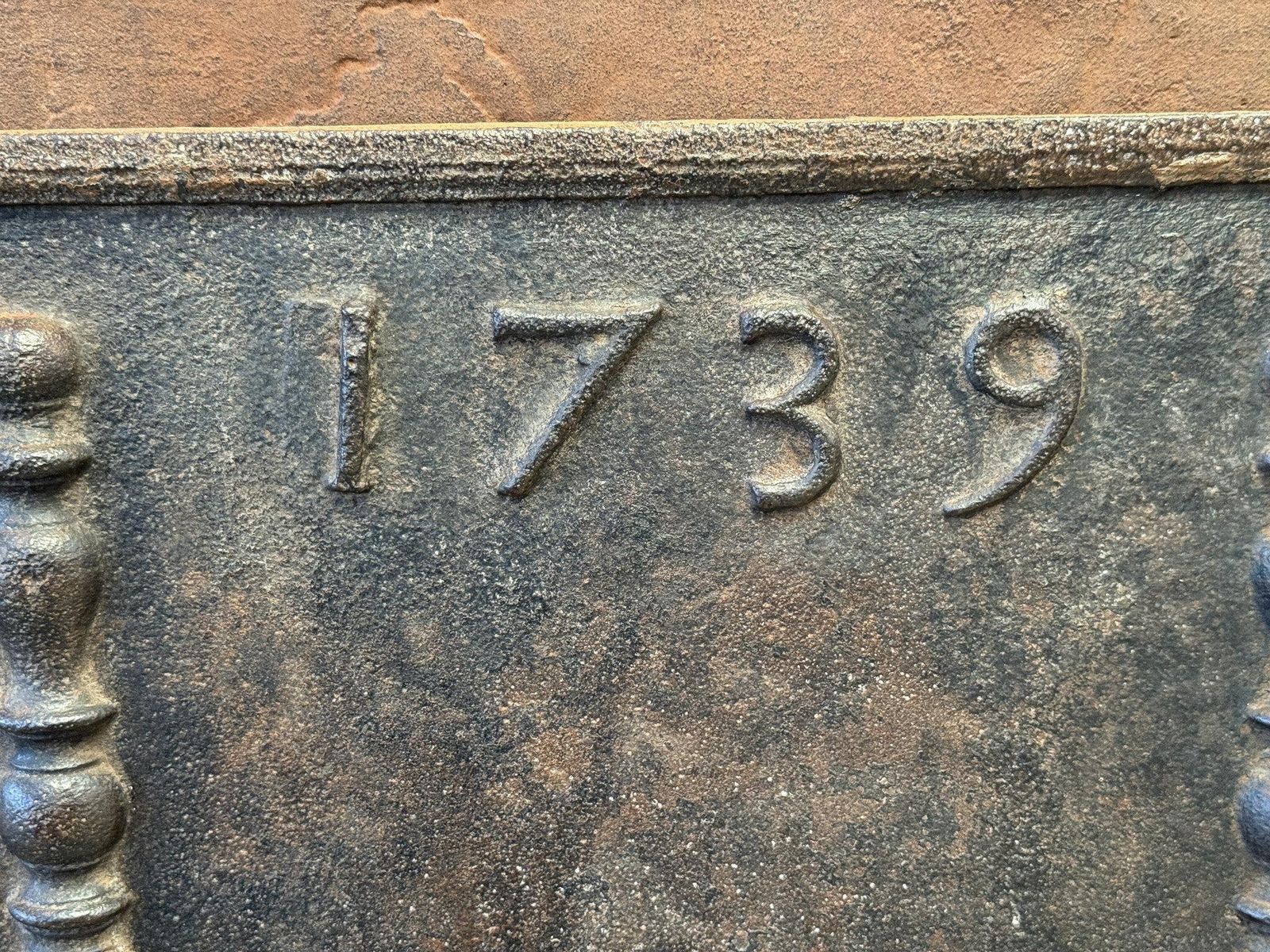 French Louis XV Period 'Year' Fireback / Backsplash, Dated 1739 photo vinterior